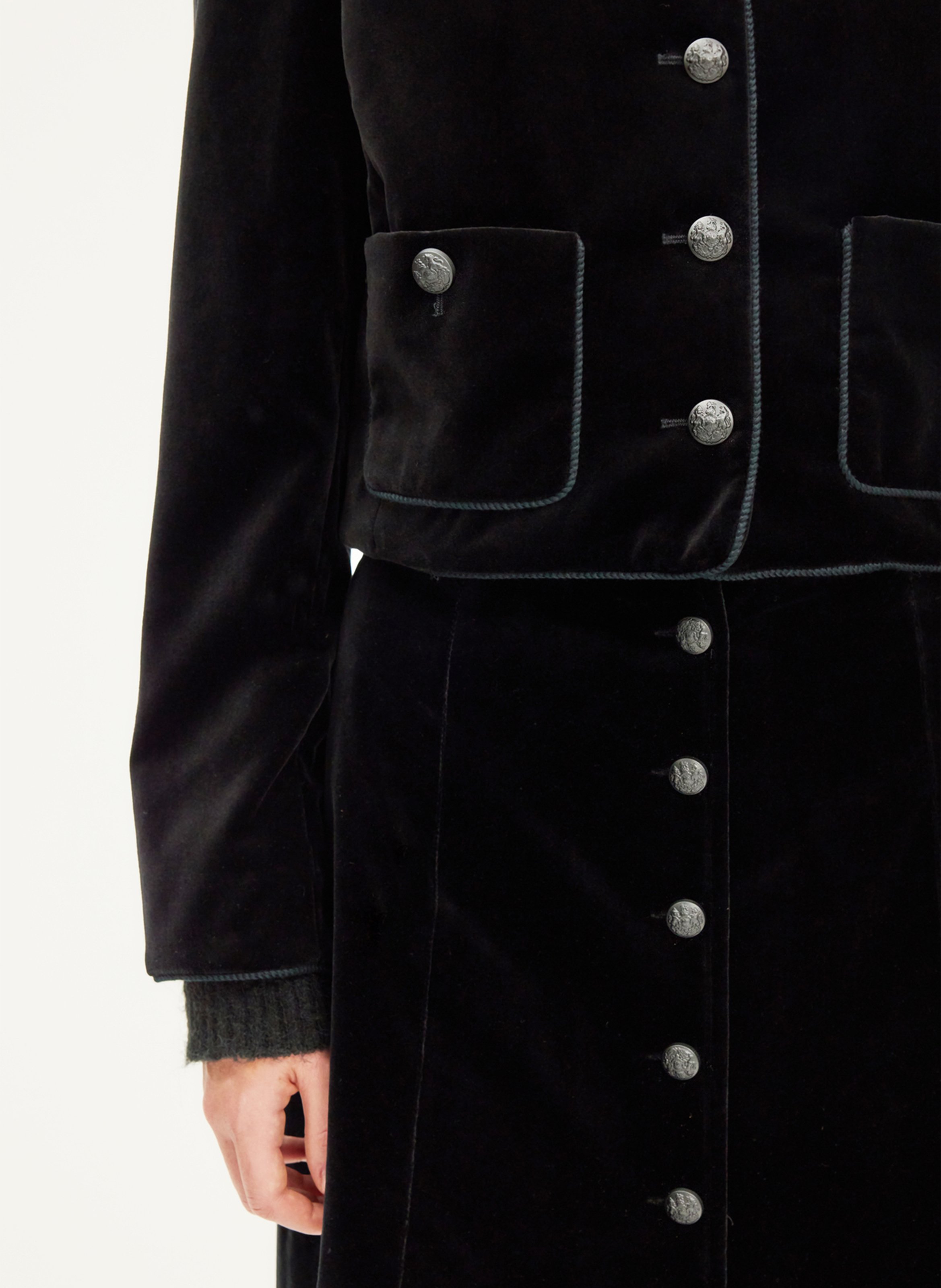 Veste courte droite boutonnée en velours PABLO Noir