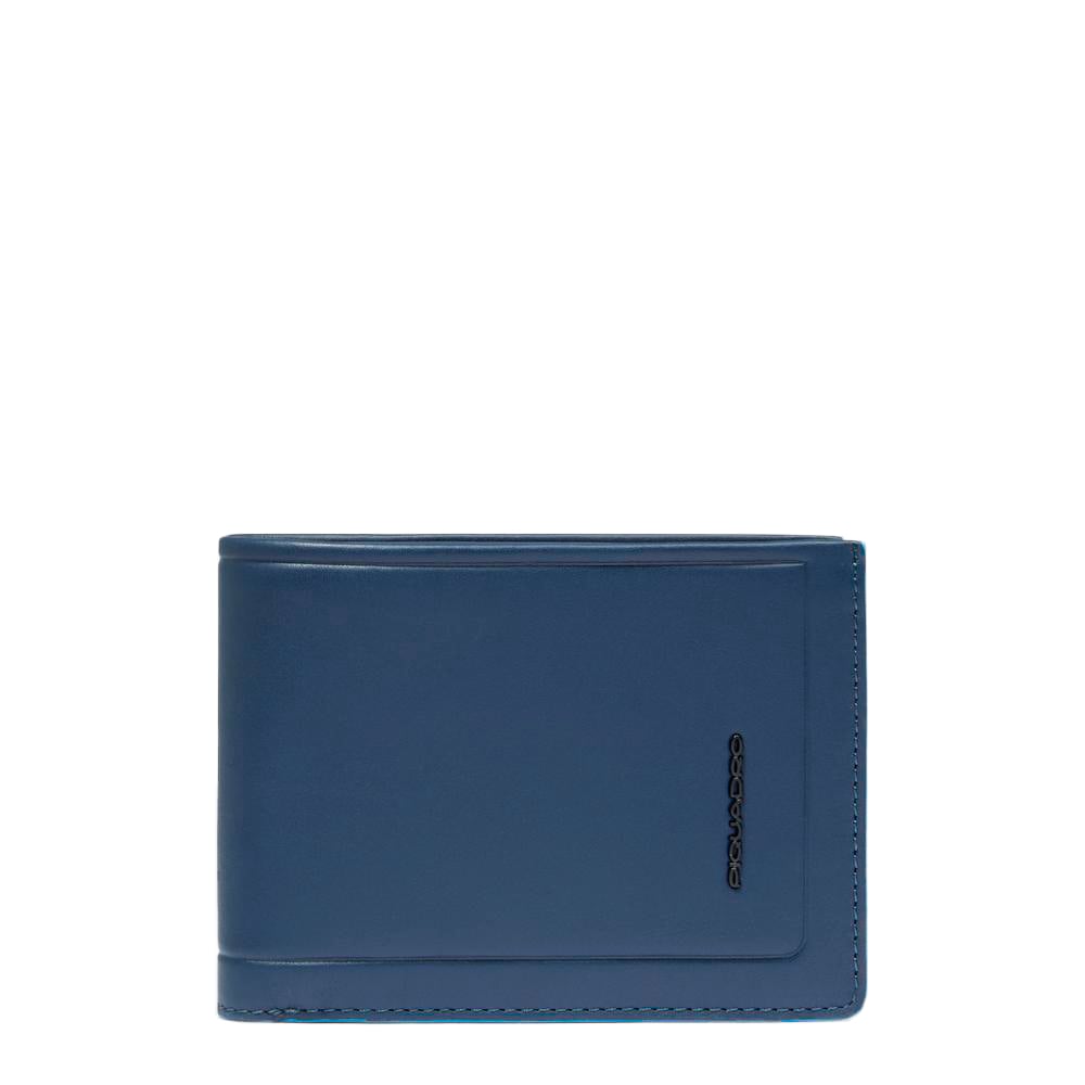 Men's leather wallet with coin pocket and RFID protection PIQUADRO Blue