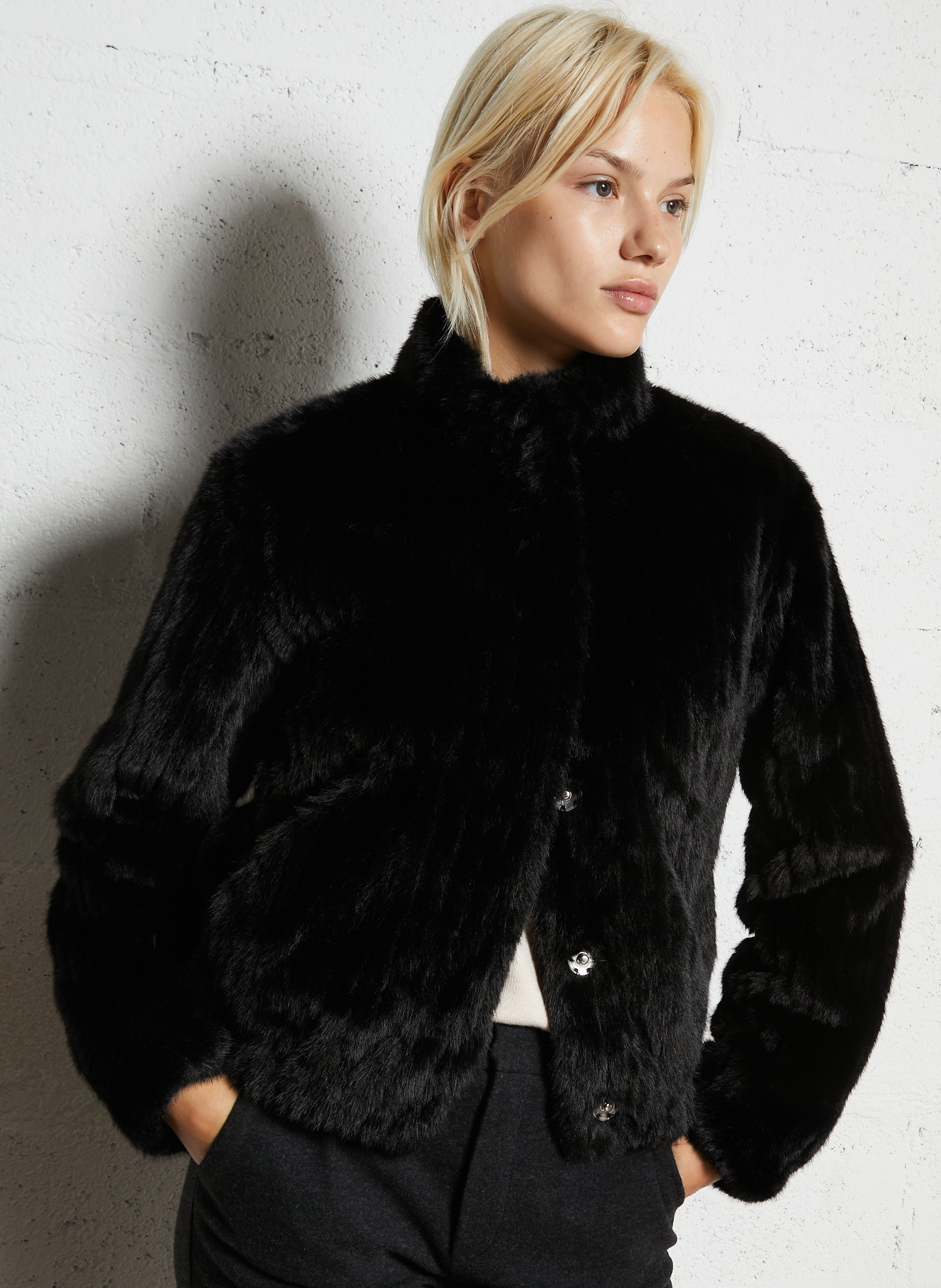 Kunstpelz-Mantel SUD EXPRESS Schwarz