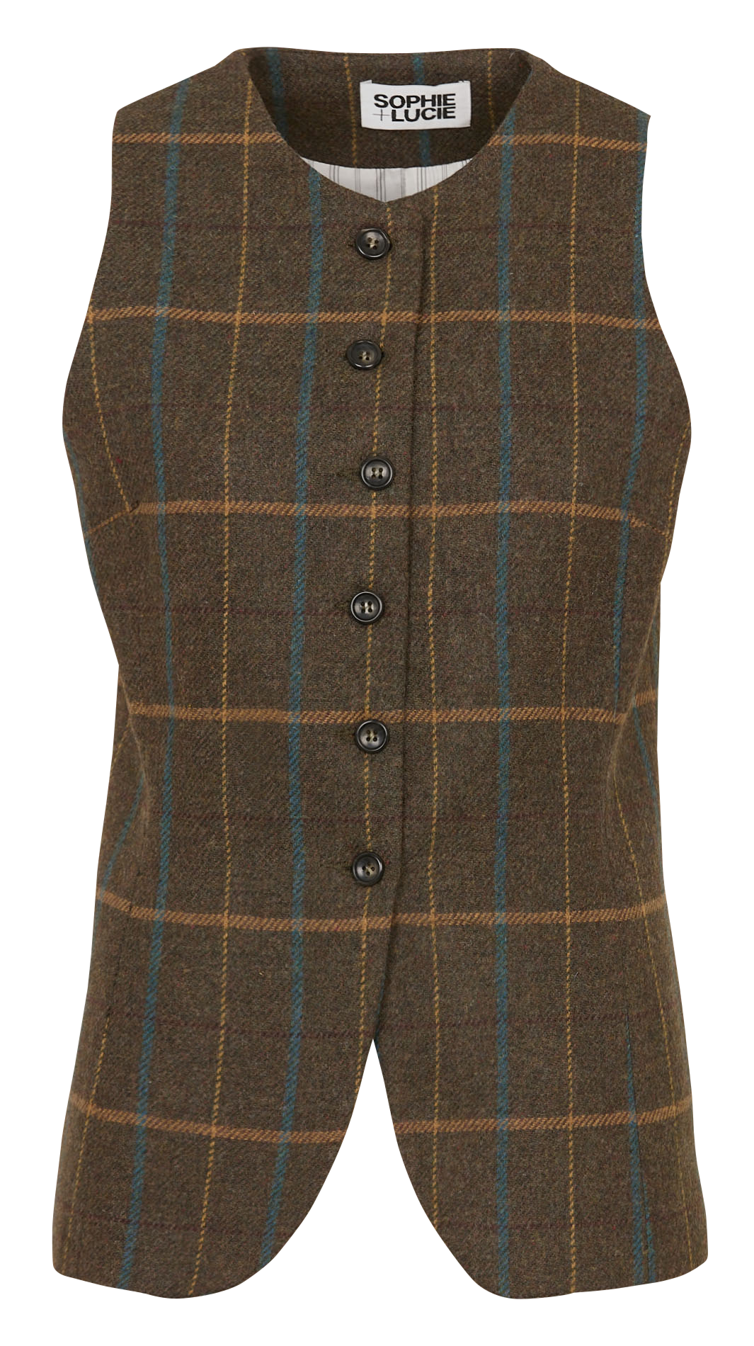 Sleeveless straight wool blend vest SOPHIE+LUCIE Green