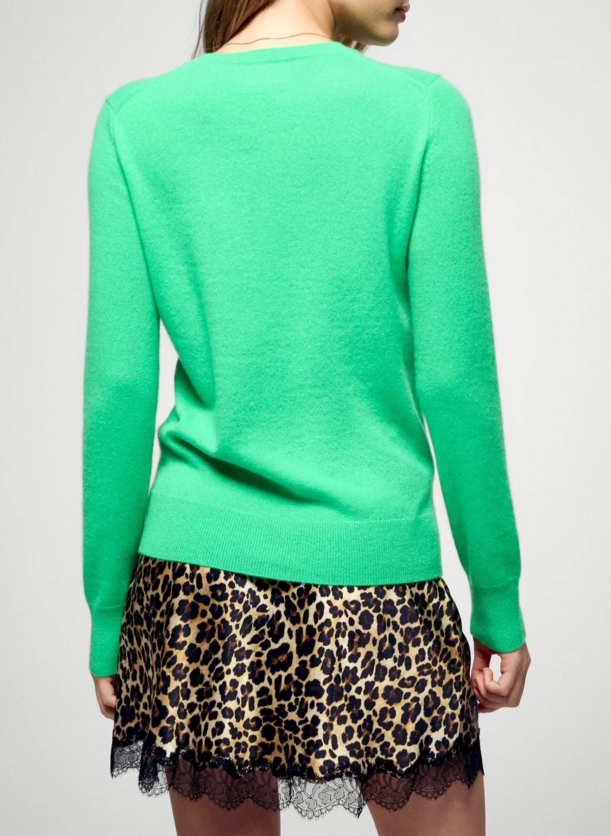 Straight cotton sweater with round neck FROM FUTURE Green