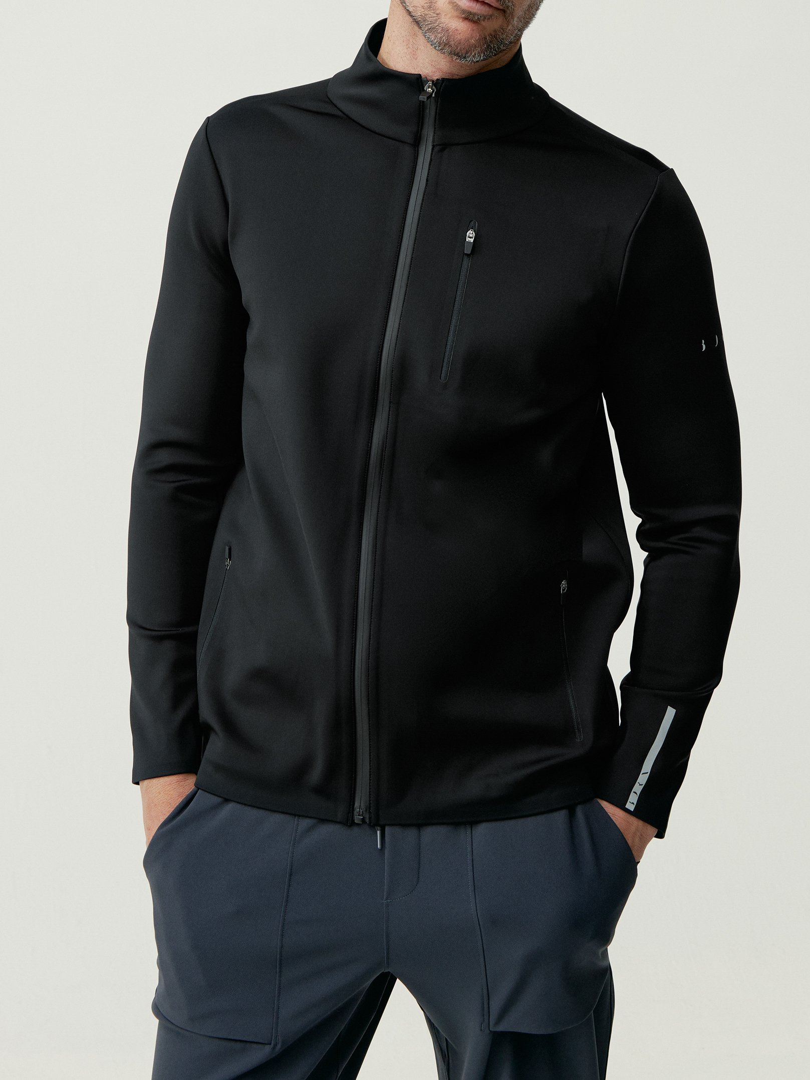 Zip-up performance athleisure sports jacket BORN LIVING YOGA Black