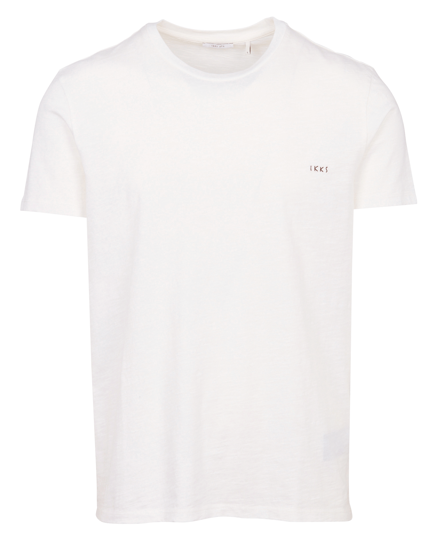 Recht, katoenen T-shirt met ronde hals en borduursel IKKS Wit