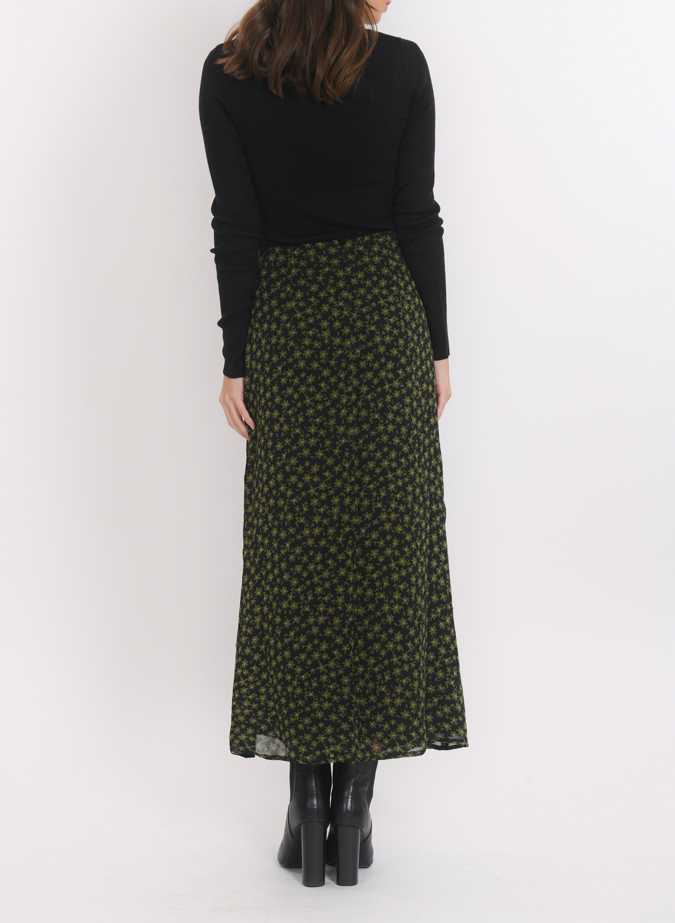 Flared long skirt with patterns KOOKAI Black