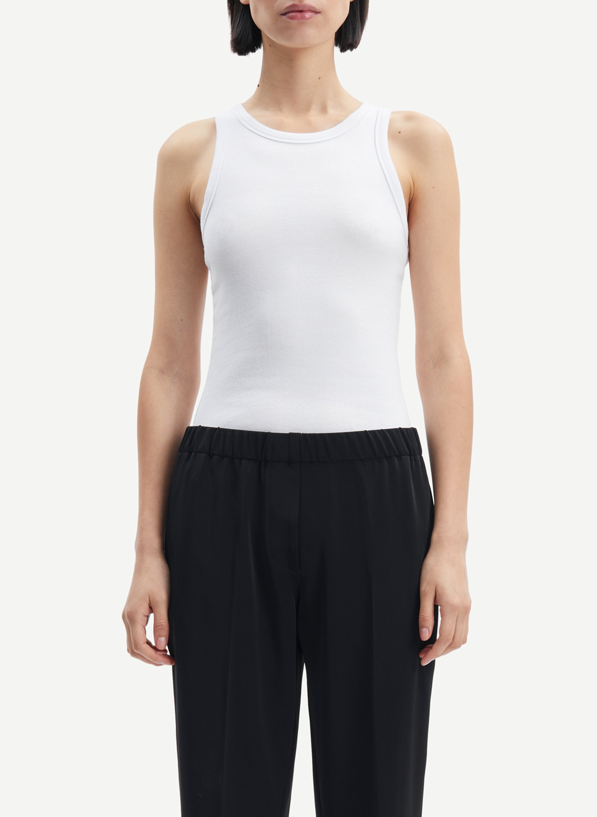 Ribbed organic cotton tank top with round neck SAMSOE SAMSOE