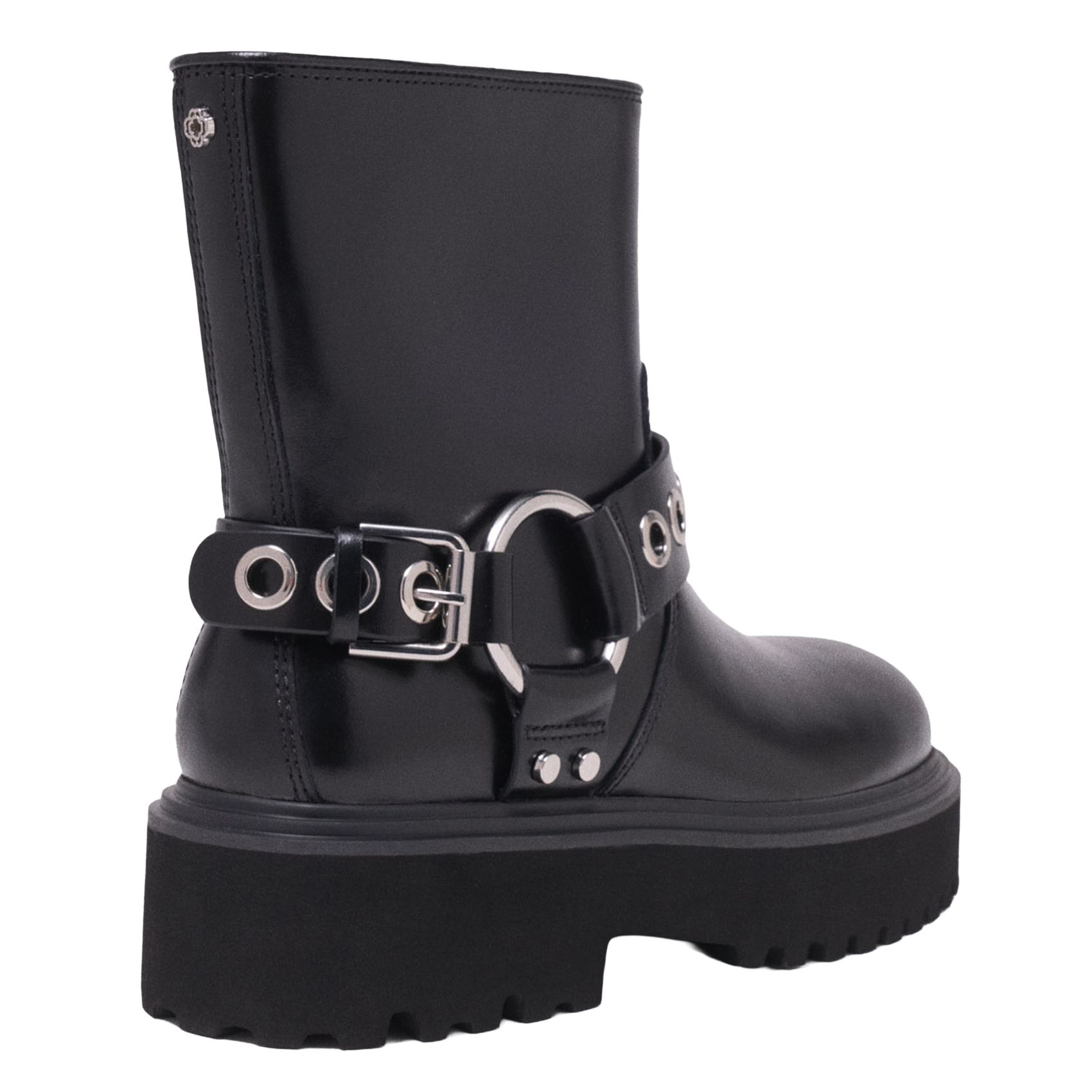 Biker ankle boots with buckles in leather MAJE Black