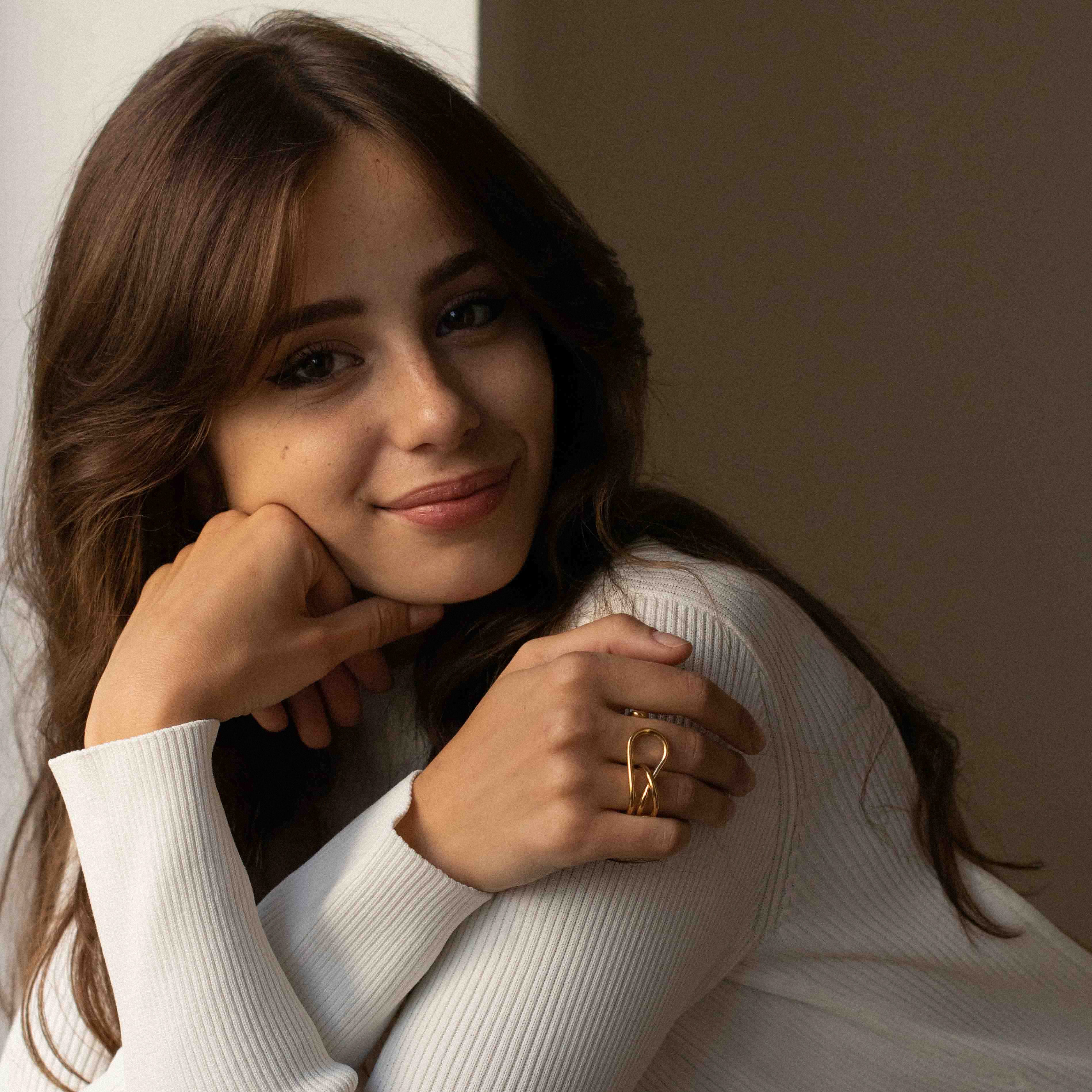 Double ring, recycled silver MAYRENA Golden