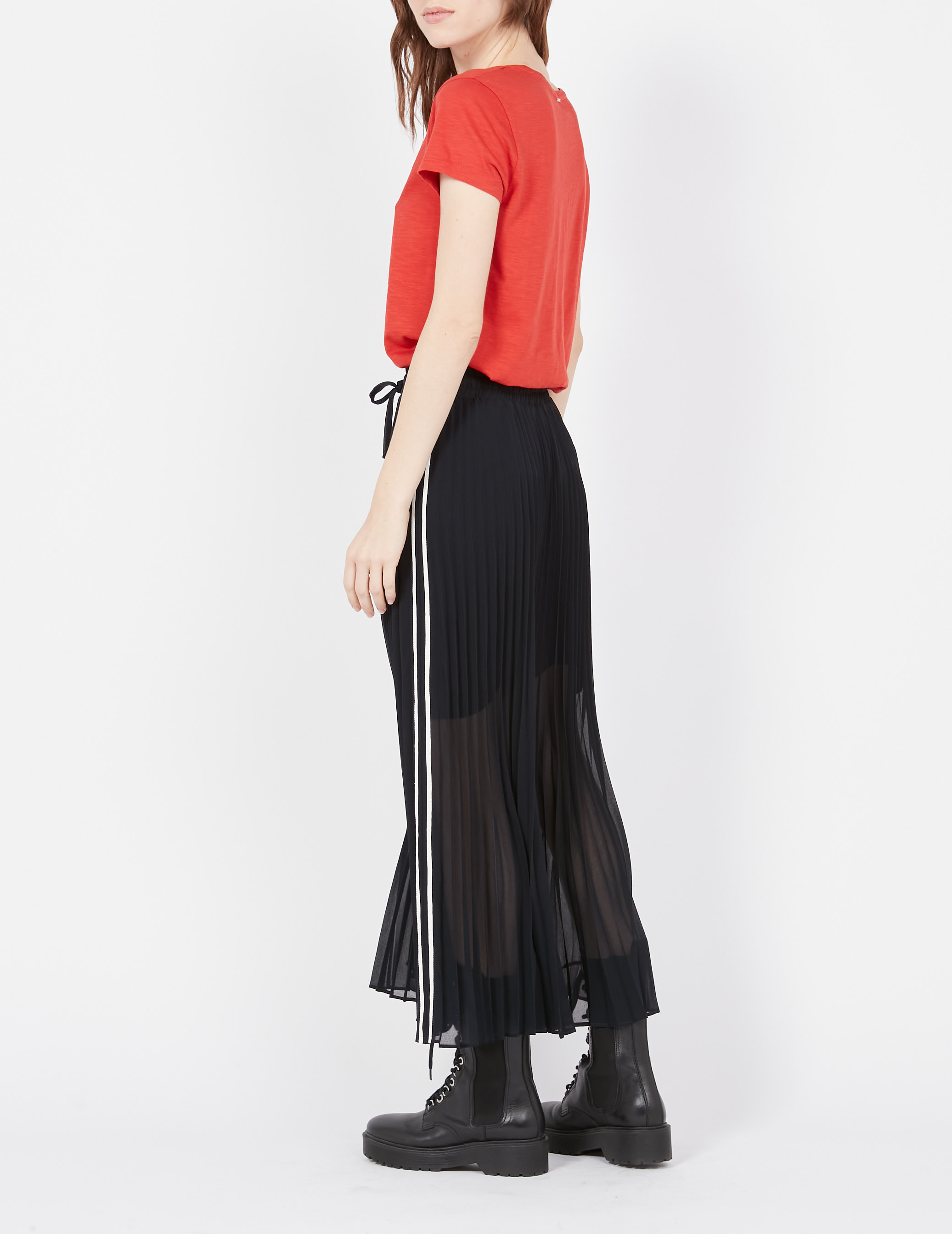 Jupe longue plissée en crêpe IKKS Bleu