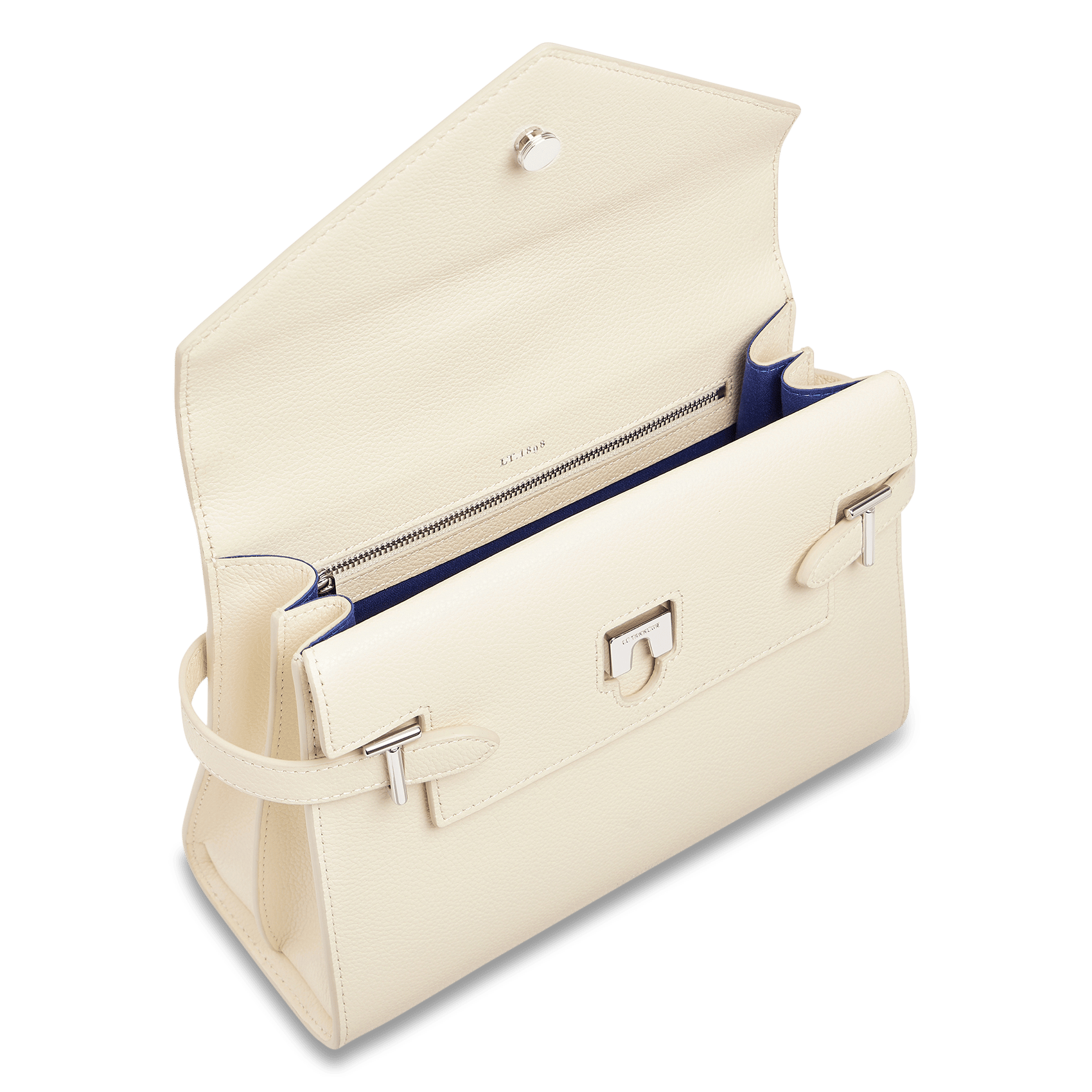 Bowlingtasche aus genarbtem Leder mit Reißverschluss LE TANNEUR Weiss