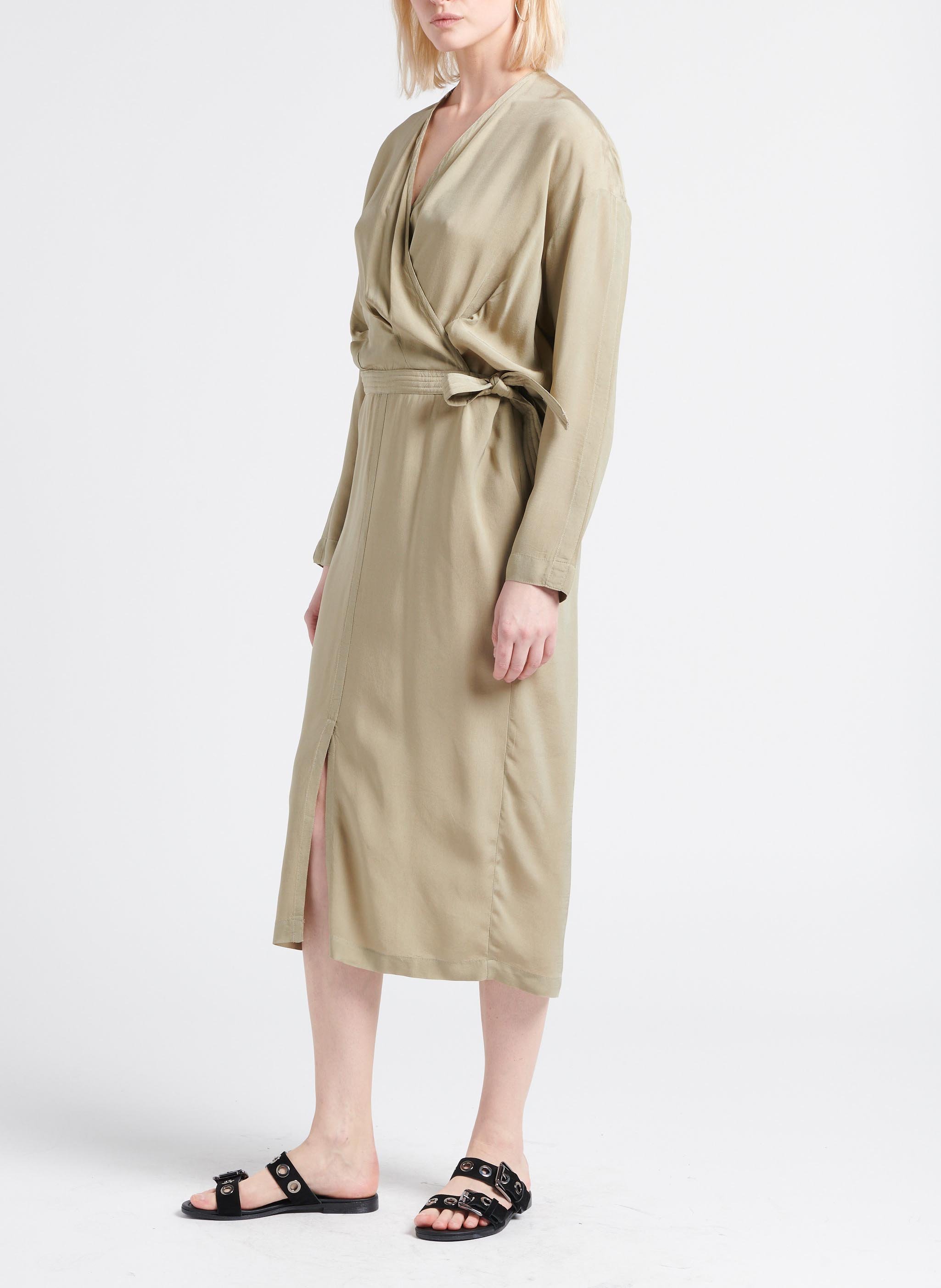 Belted V-neck midi dress HUMANOID Green