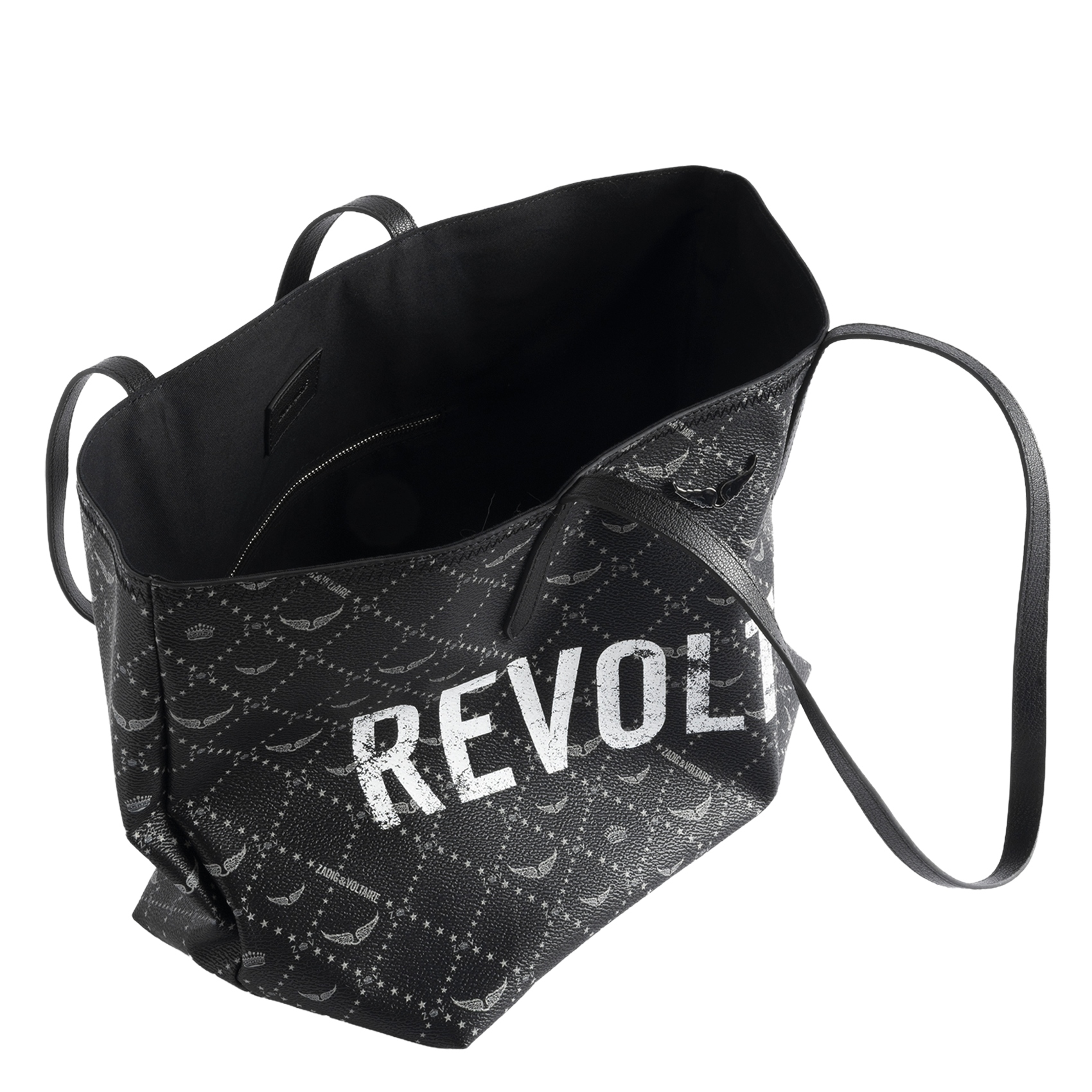<em>Canvas Monogram Print Tote Bag</em> ZADIG&VOLTAIRE Black