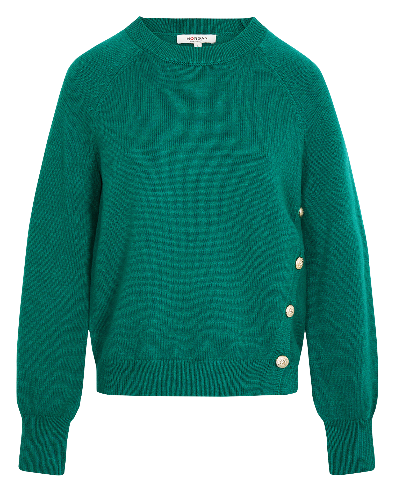 <p>Gerade geschnittenes Oberteil mit Rundhalsausschnitt und Knopfdetail</p> MORGAN Grun