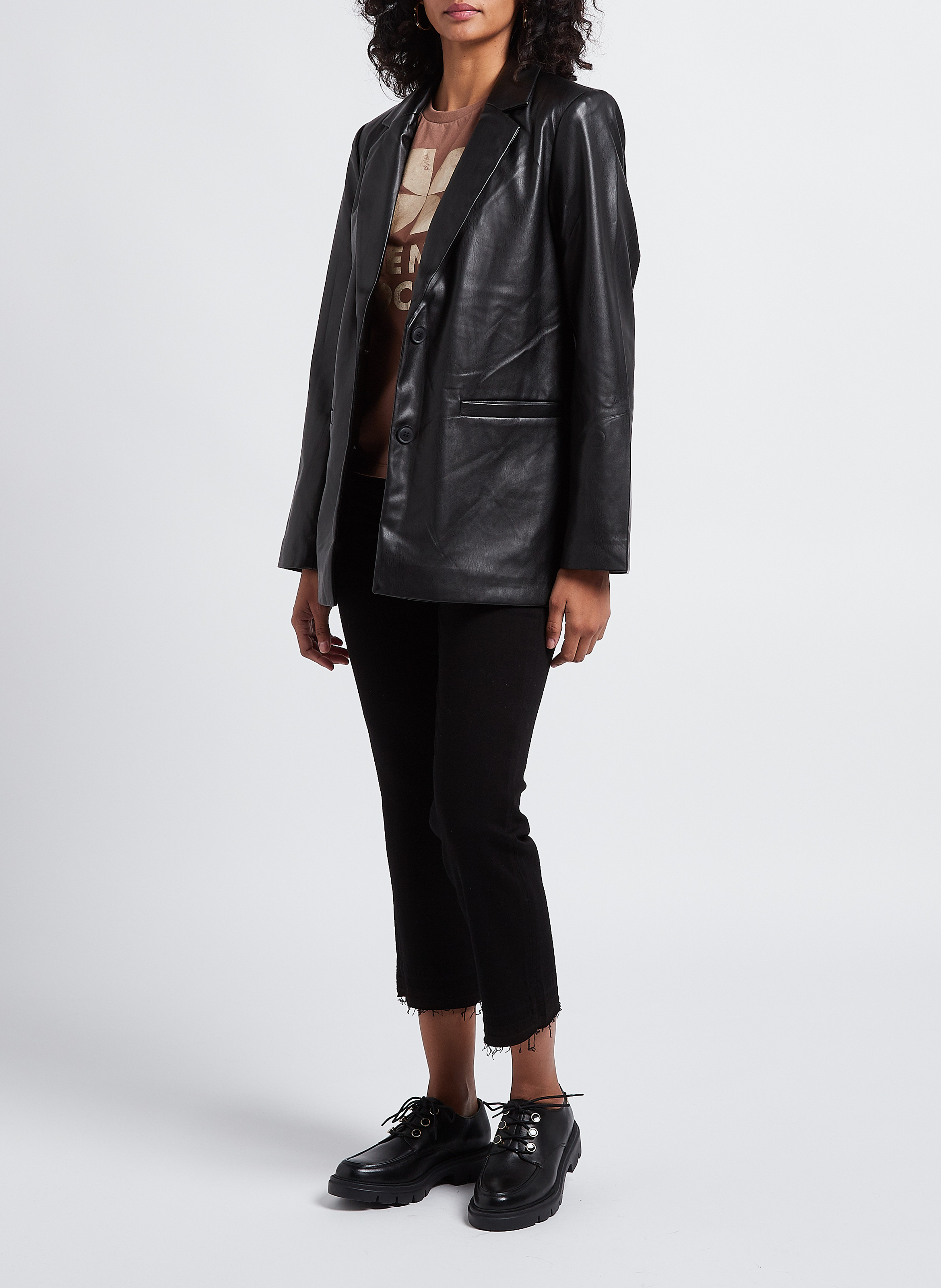 Blazer droit col tailleur  VILA Noir