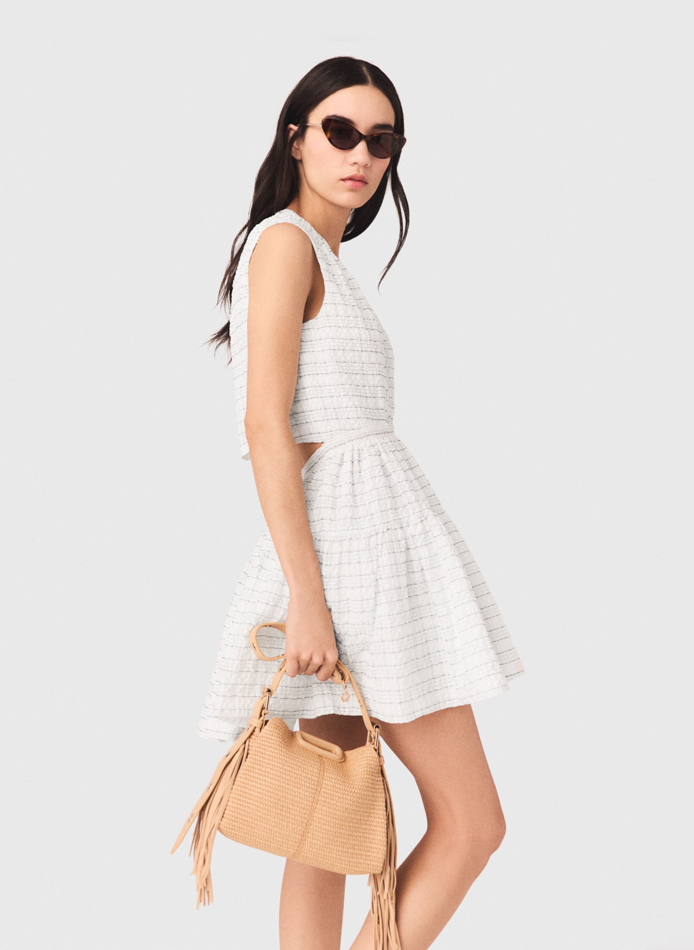 Robe courte cintrée col V MAJE Blanc