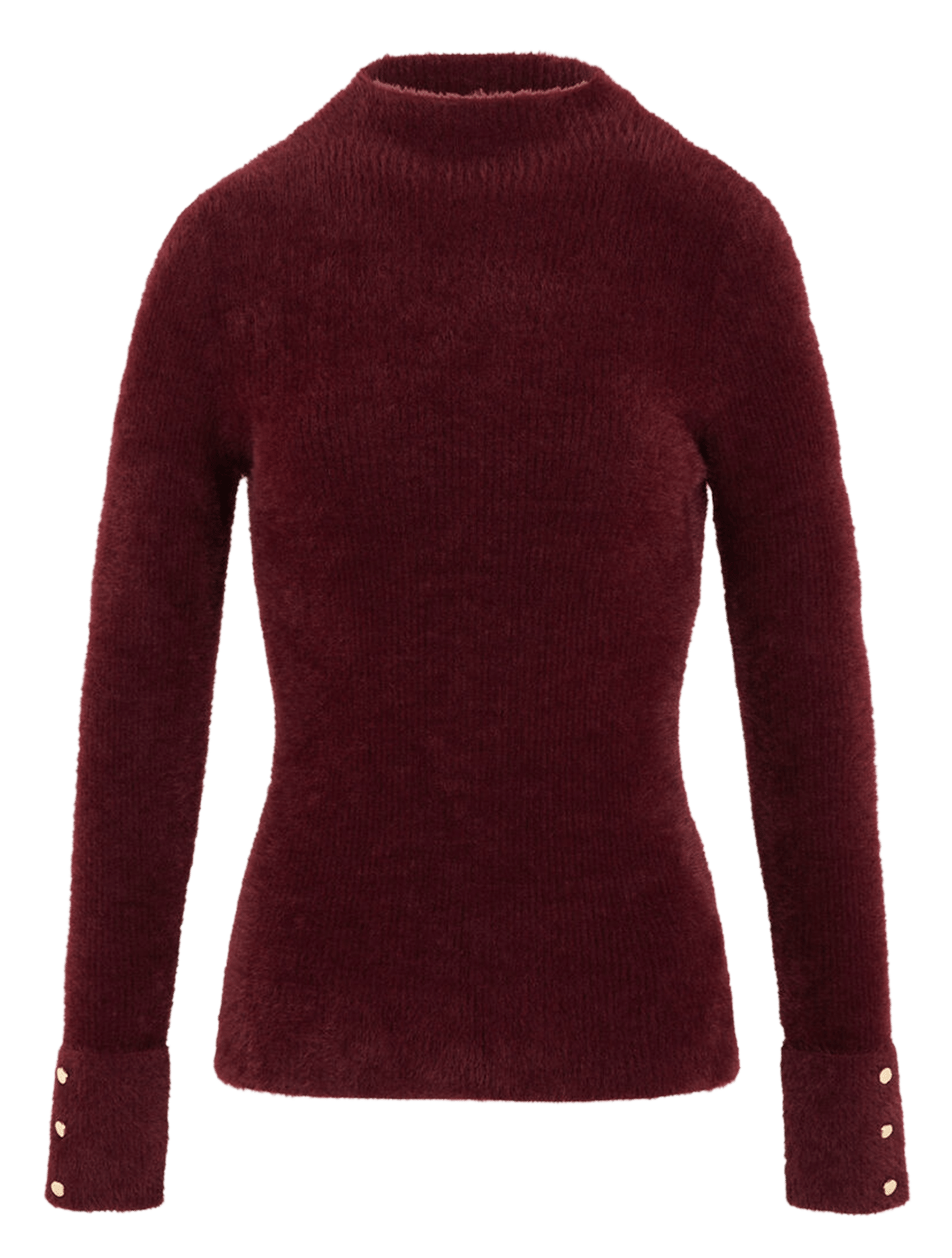 High-neck fluffy knit sweater MORGAN Purple