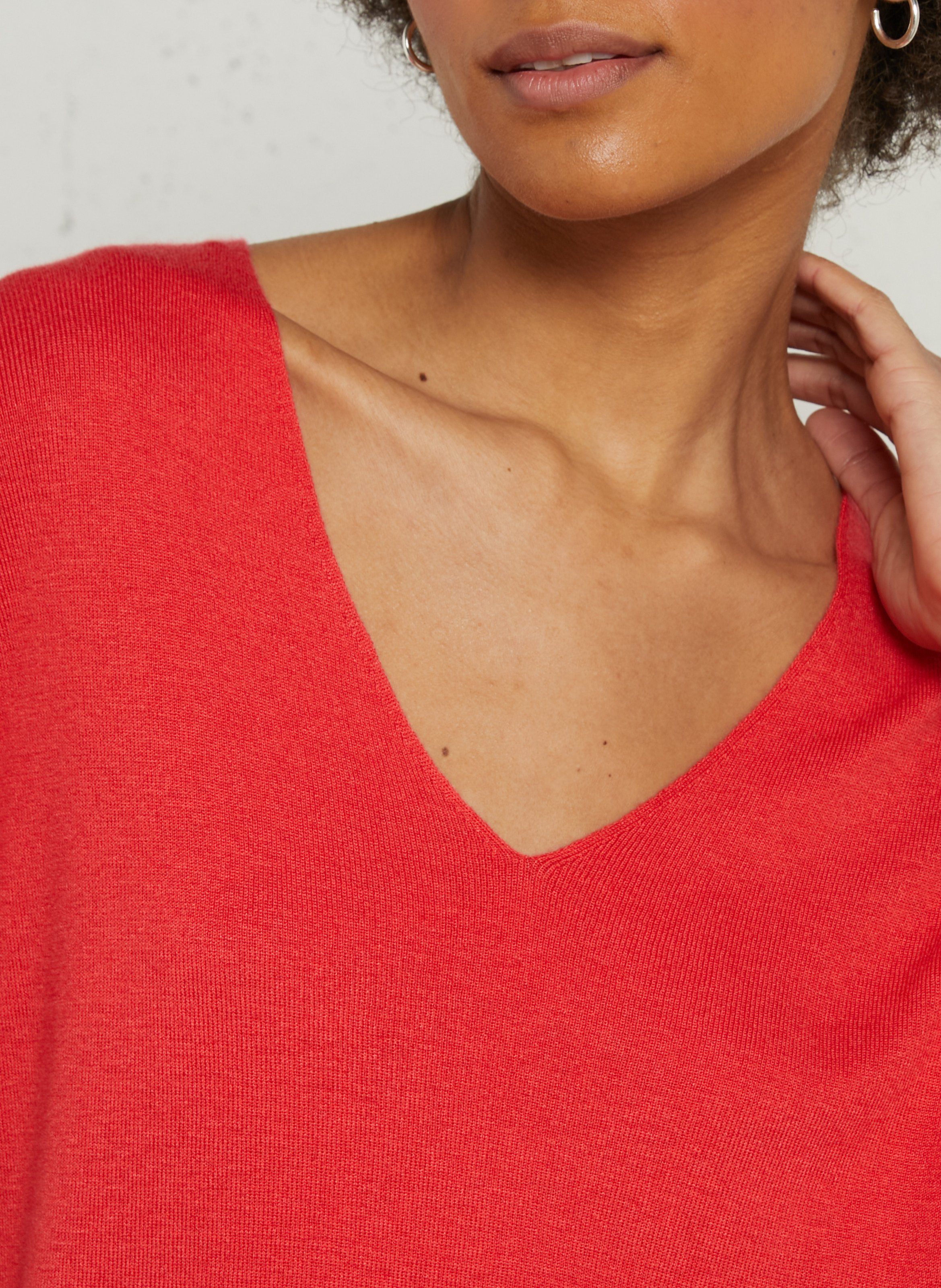 Rechte trui met V-hals SUD EXPRESS Rood