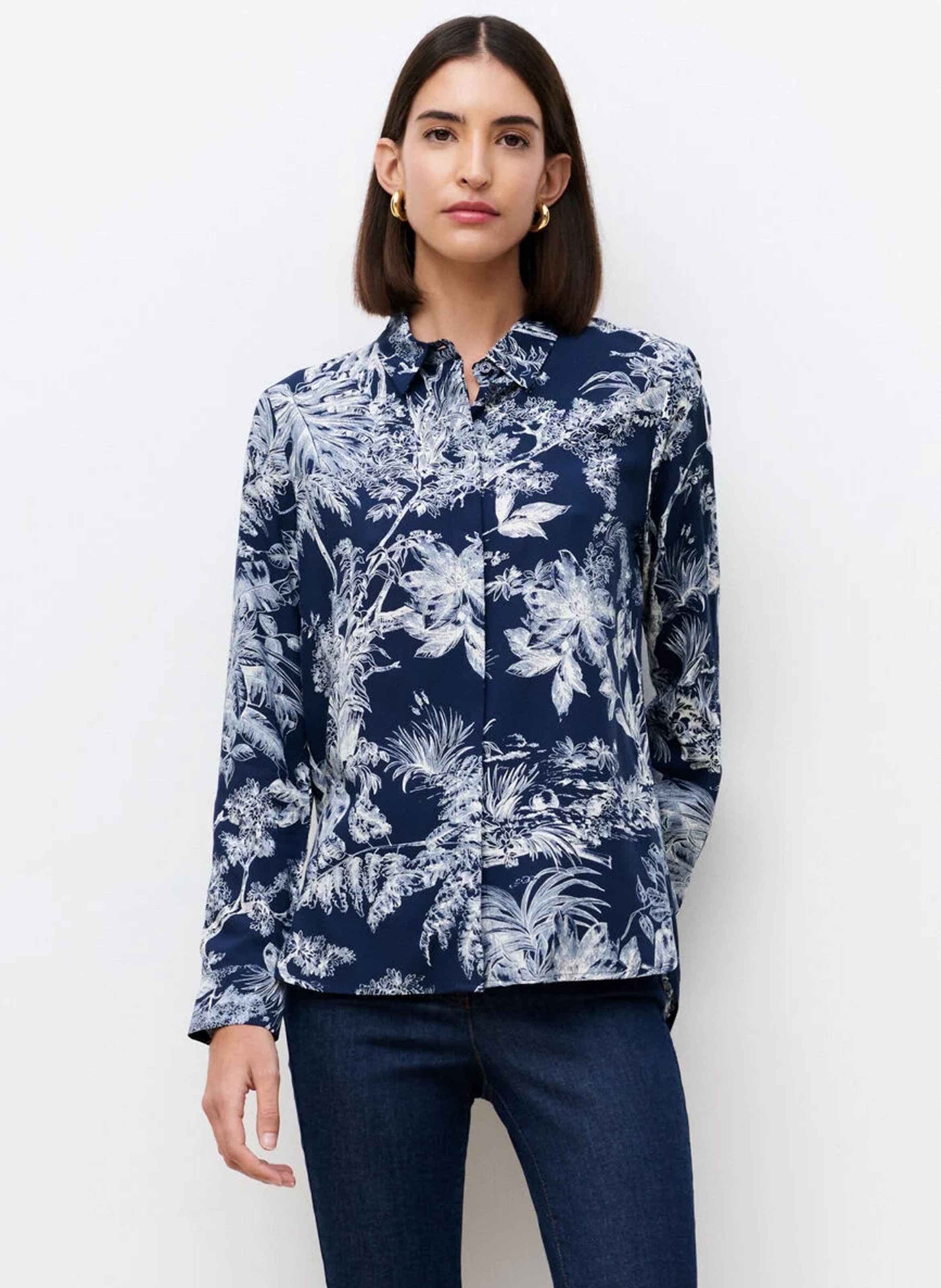 Chemise droite col classique imprimée CAROLL Bleu