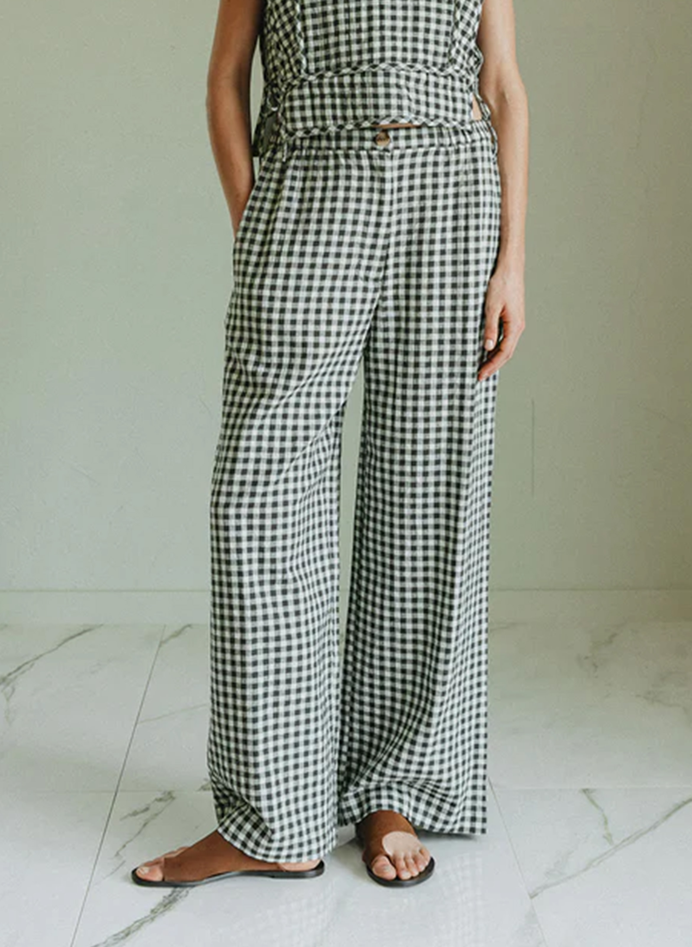 Weite Baumwollhose mit Karomuster INDI & COLD