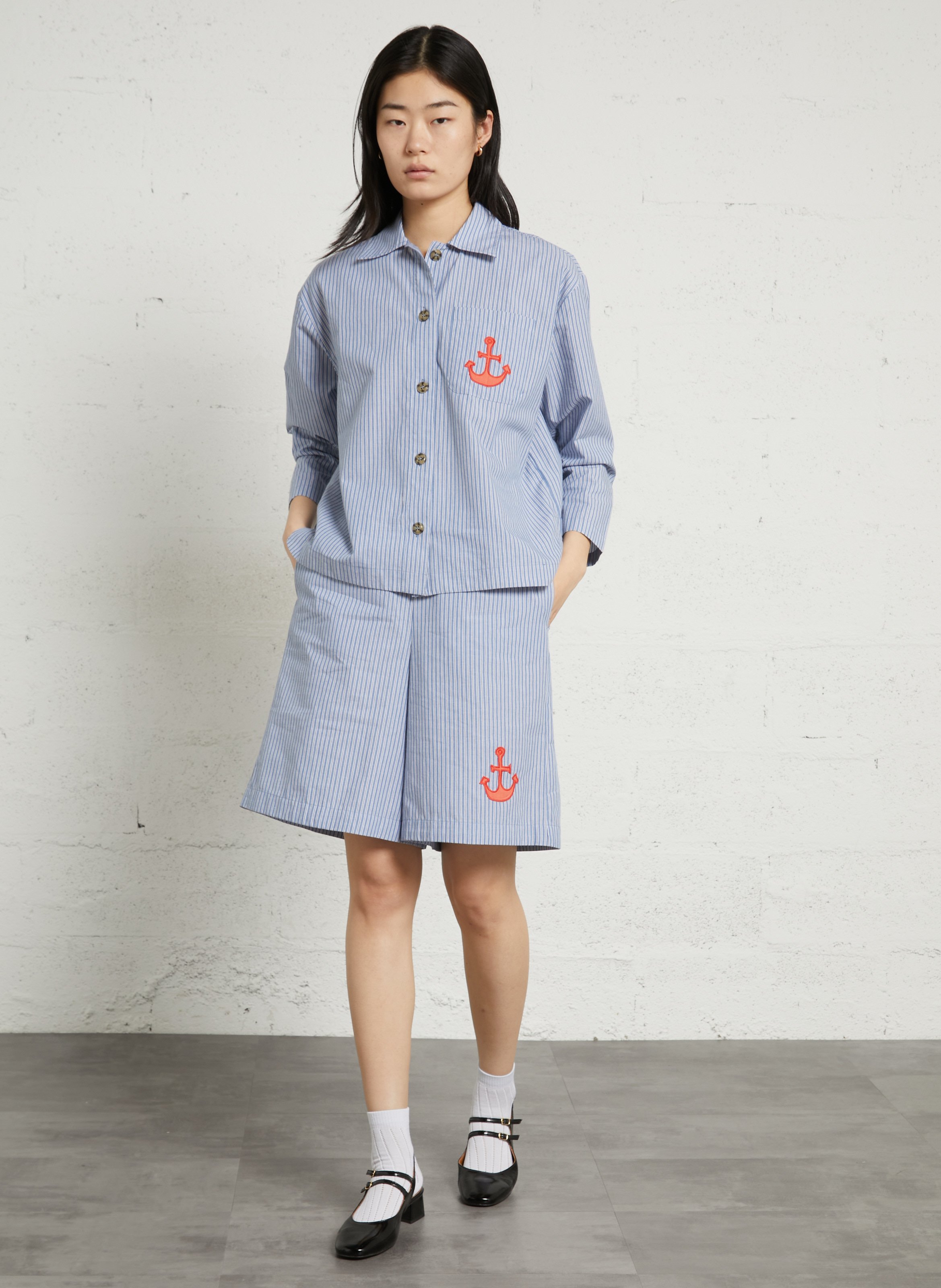 Straight-cut organic cotton shorts STELLA NOVA Blue