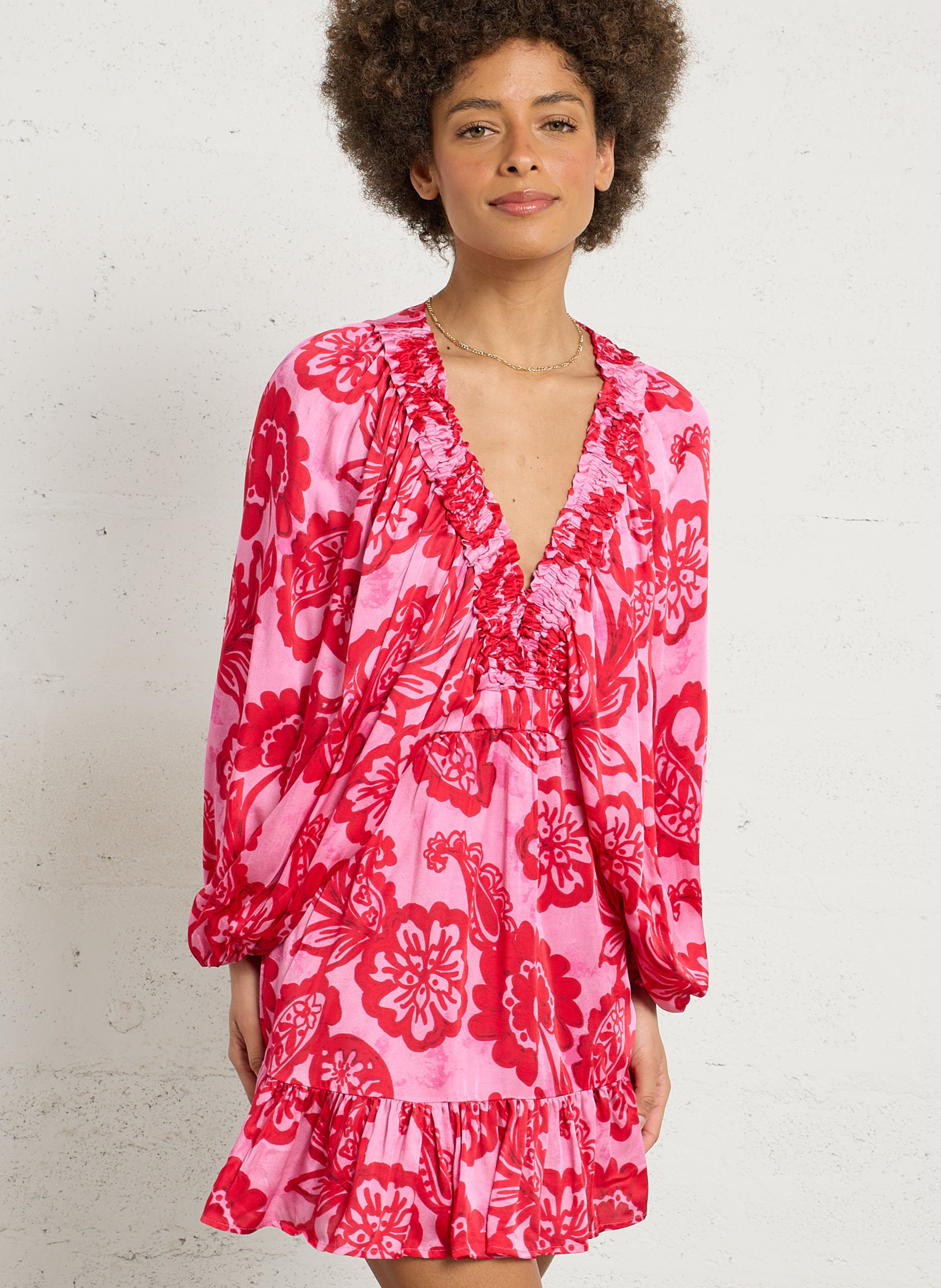 Robe courte imprimée col v SUNDRESS Multicolore