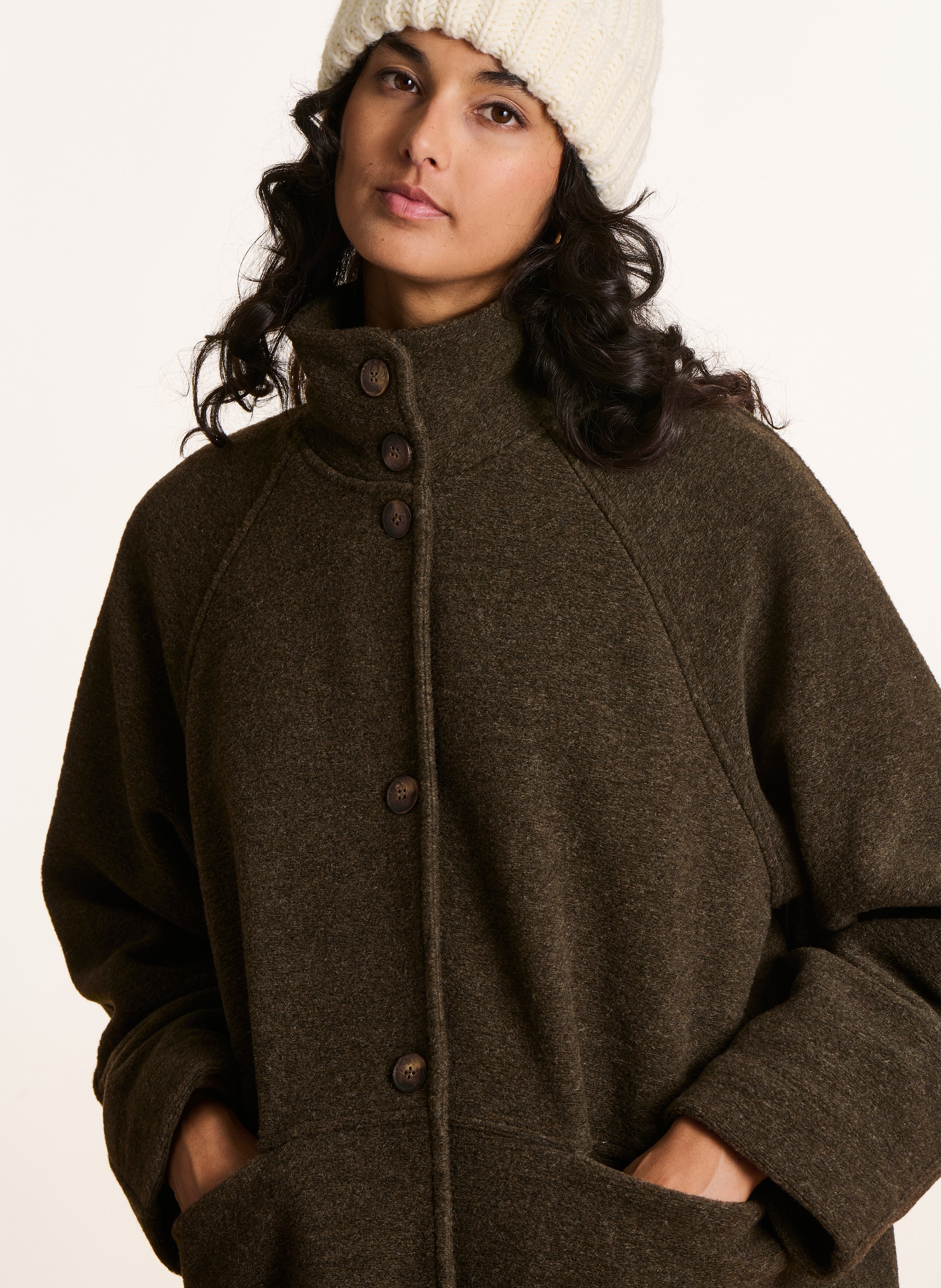 Manteau col montant LA FEE MARABOUTEE Marron