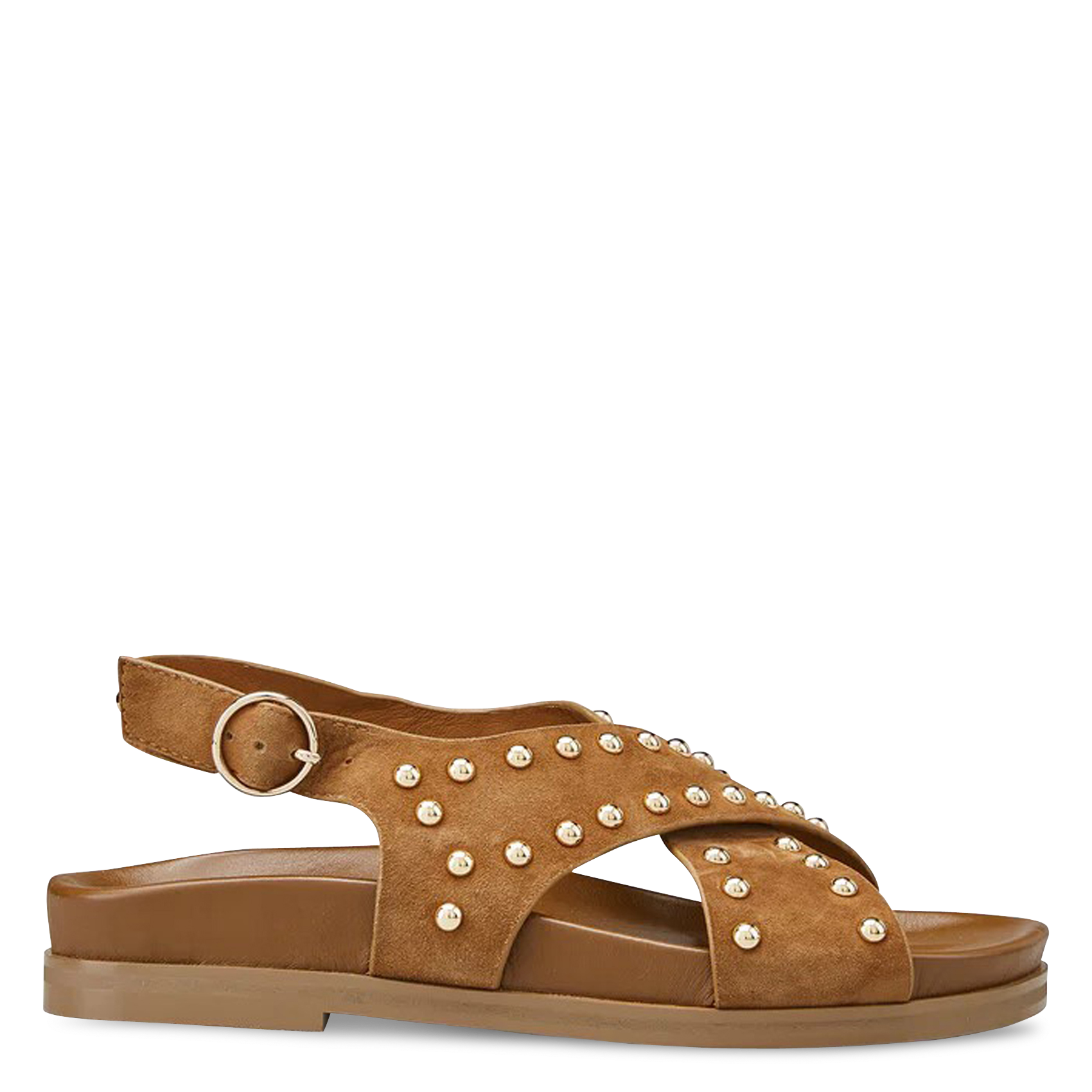 Sandales plates en cuir COSMOPARIS Marron