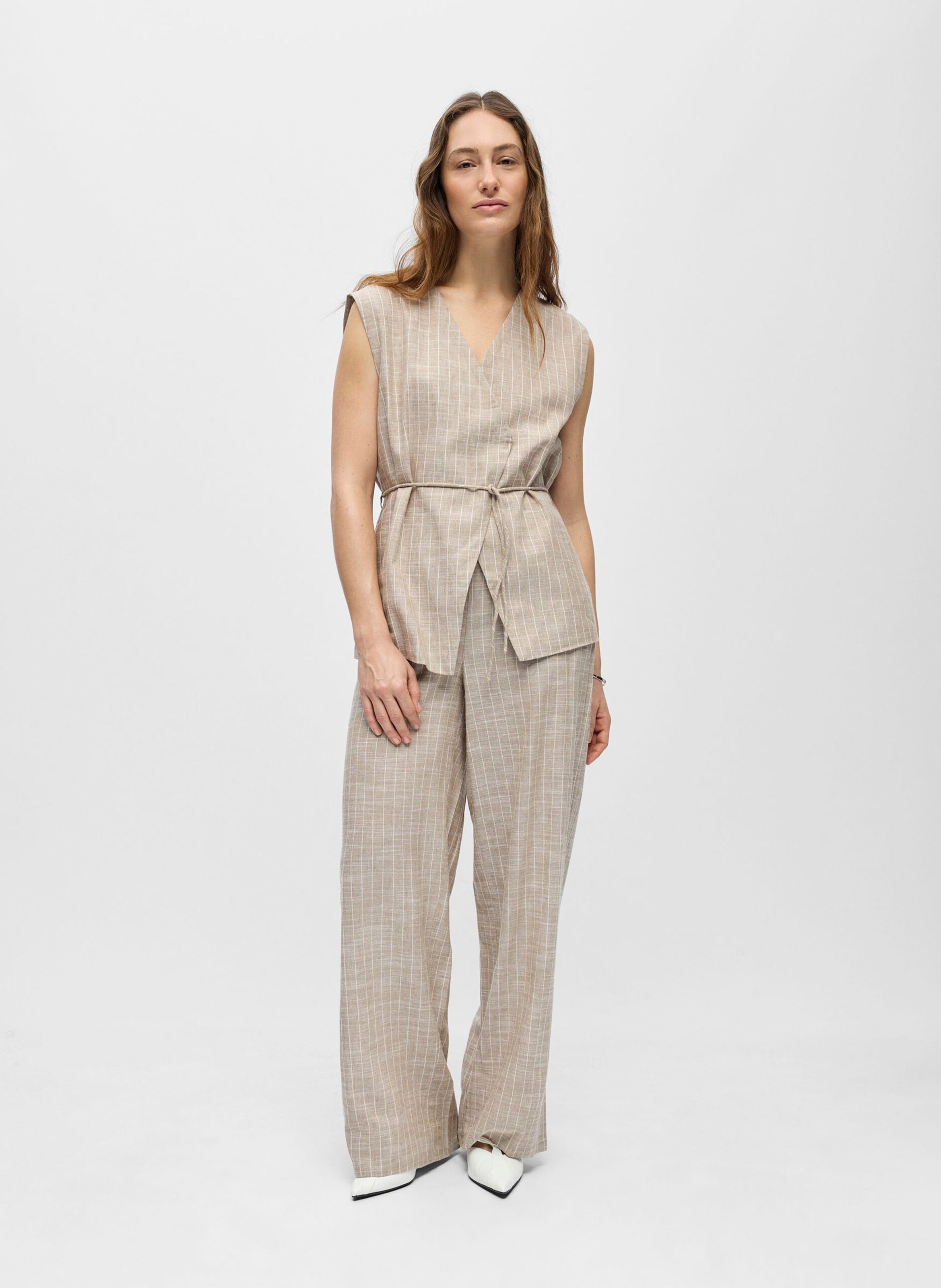 Mouwloos jasje met opdruk OBJECT Beige