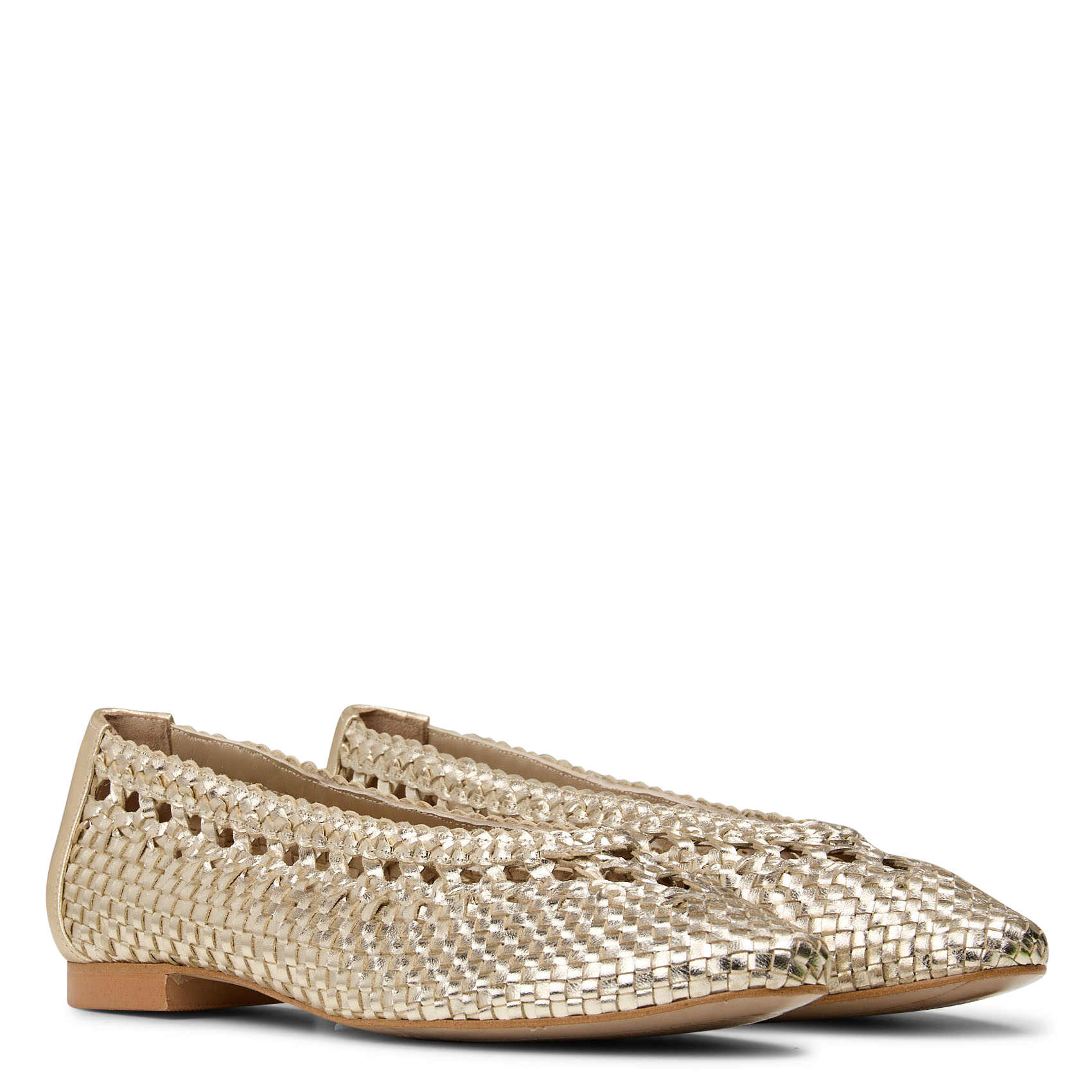 Ballerines en cuir tressées Doré