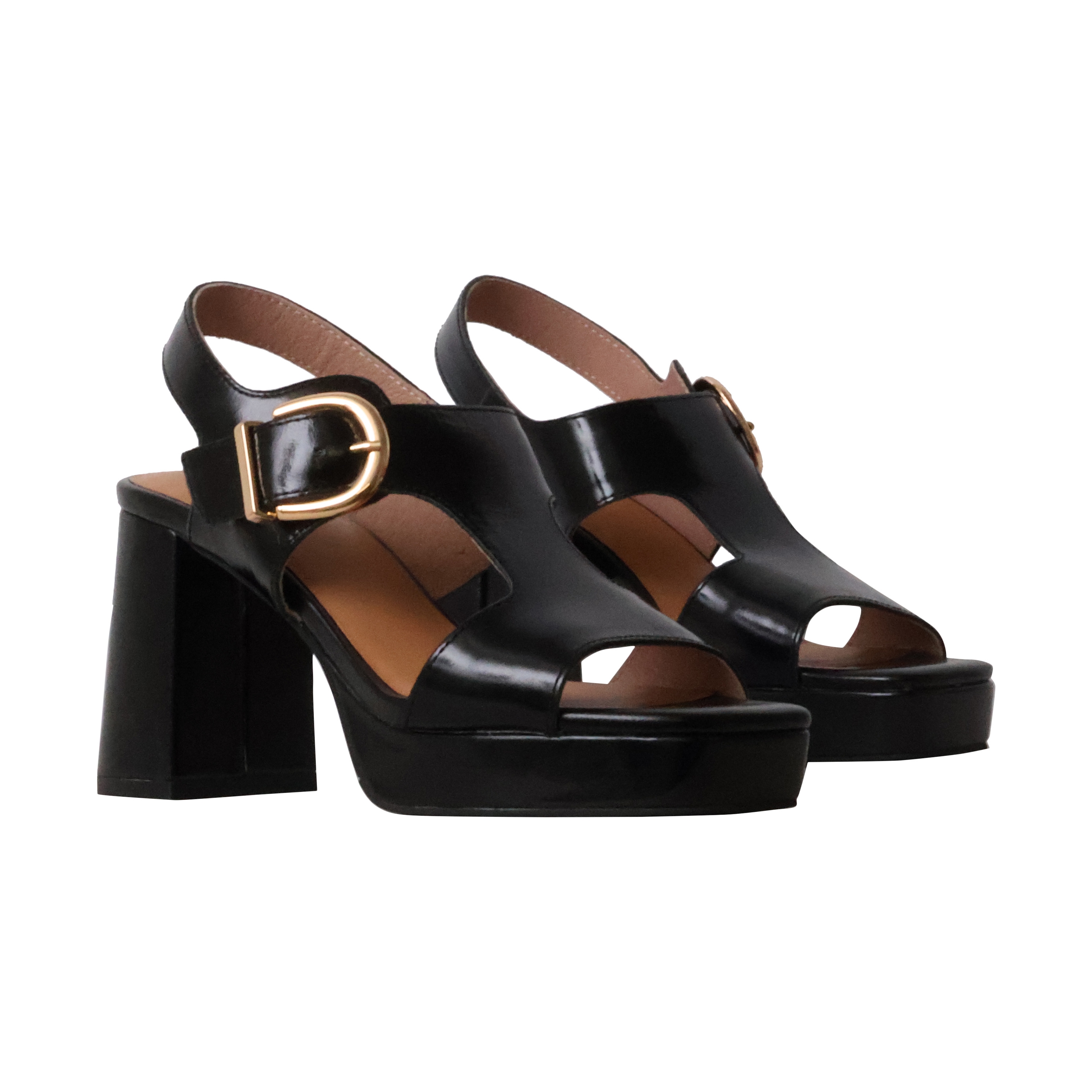 Courtney leather sandals with heel EMILIE KARSTON Black