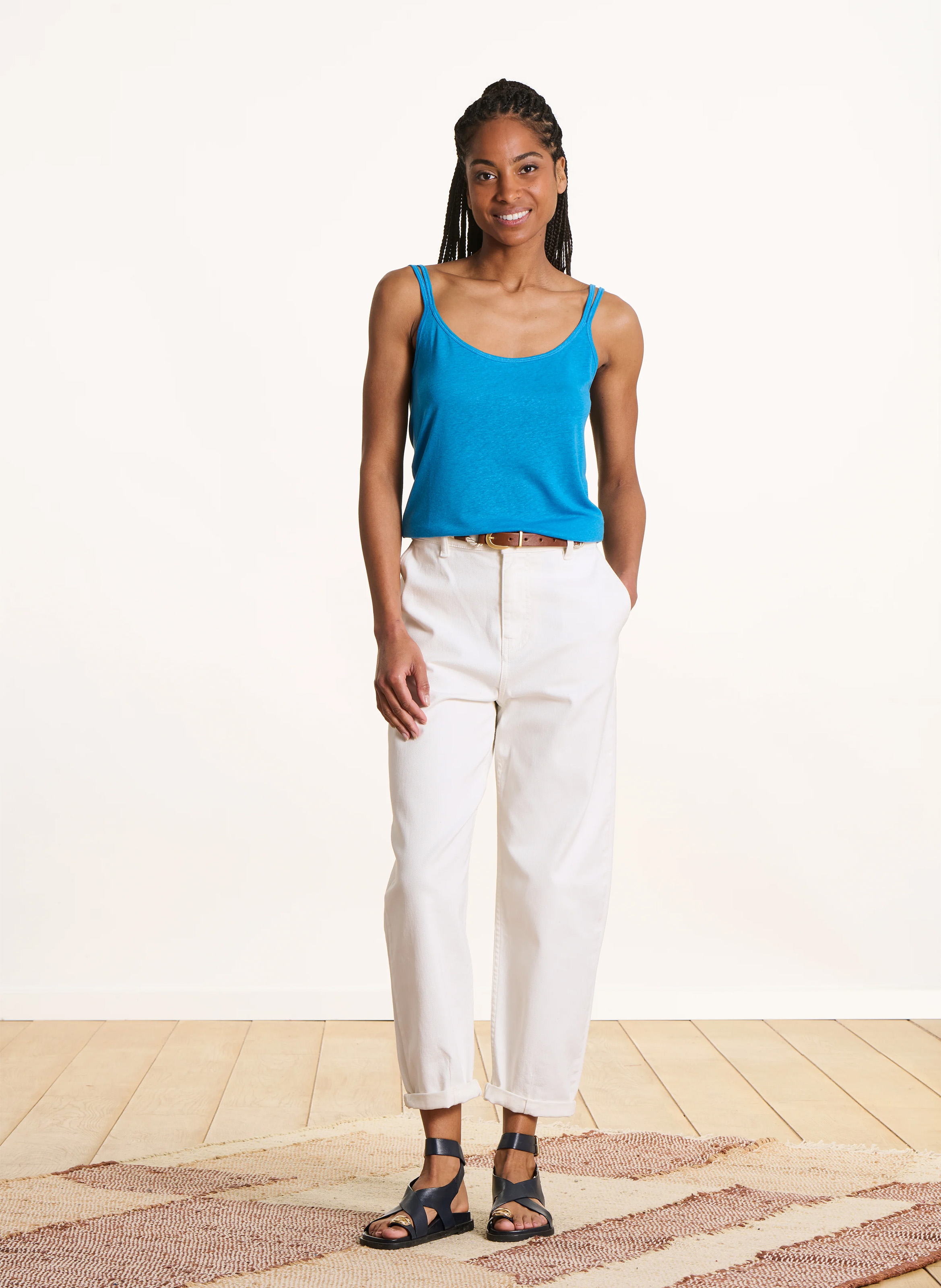 Einfarbiges Rundhals-Tanktop LA FEE MARABOUTEE Blau