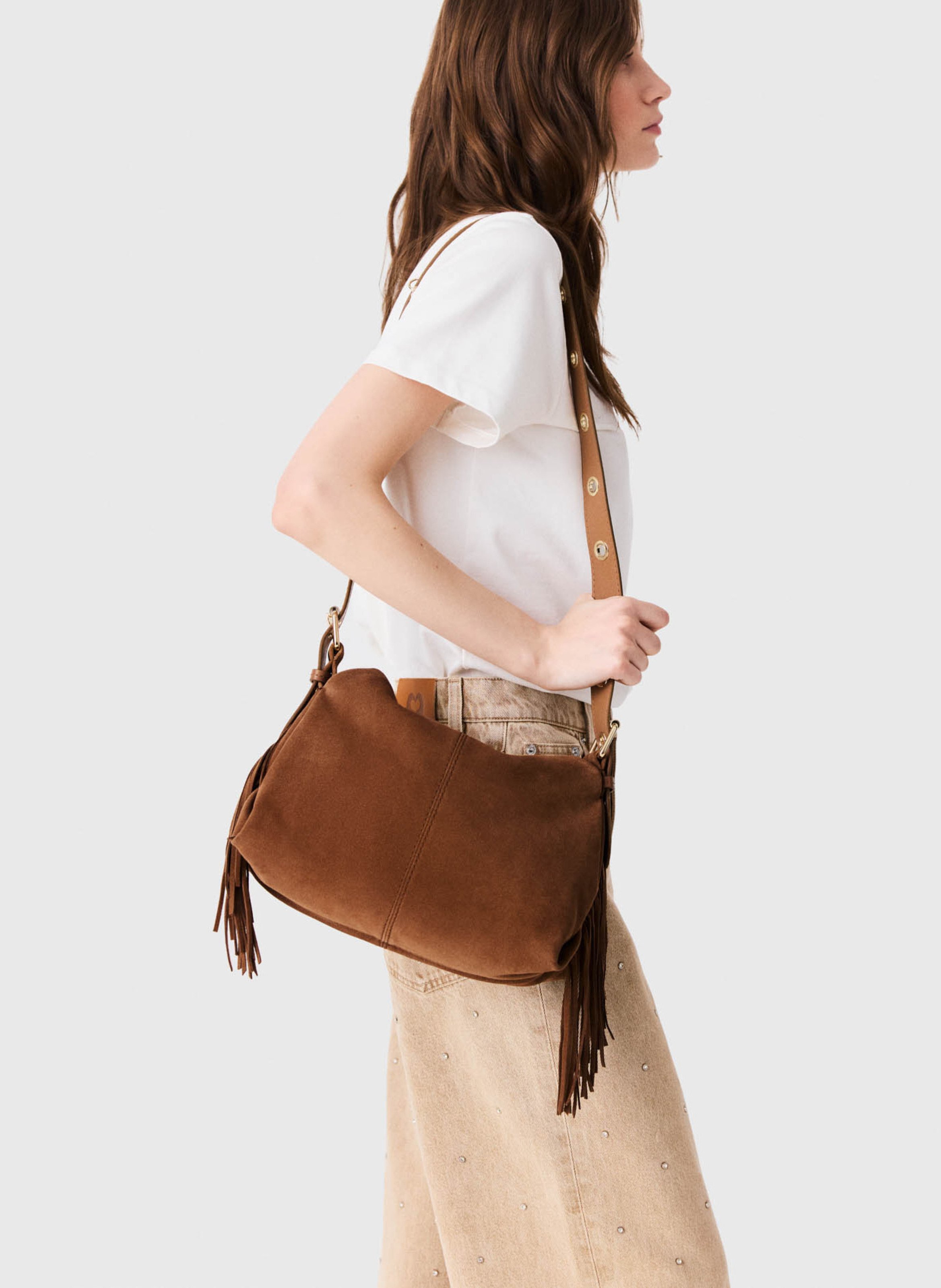 Leren clutch MAJE Beige