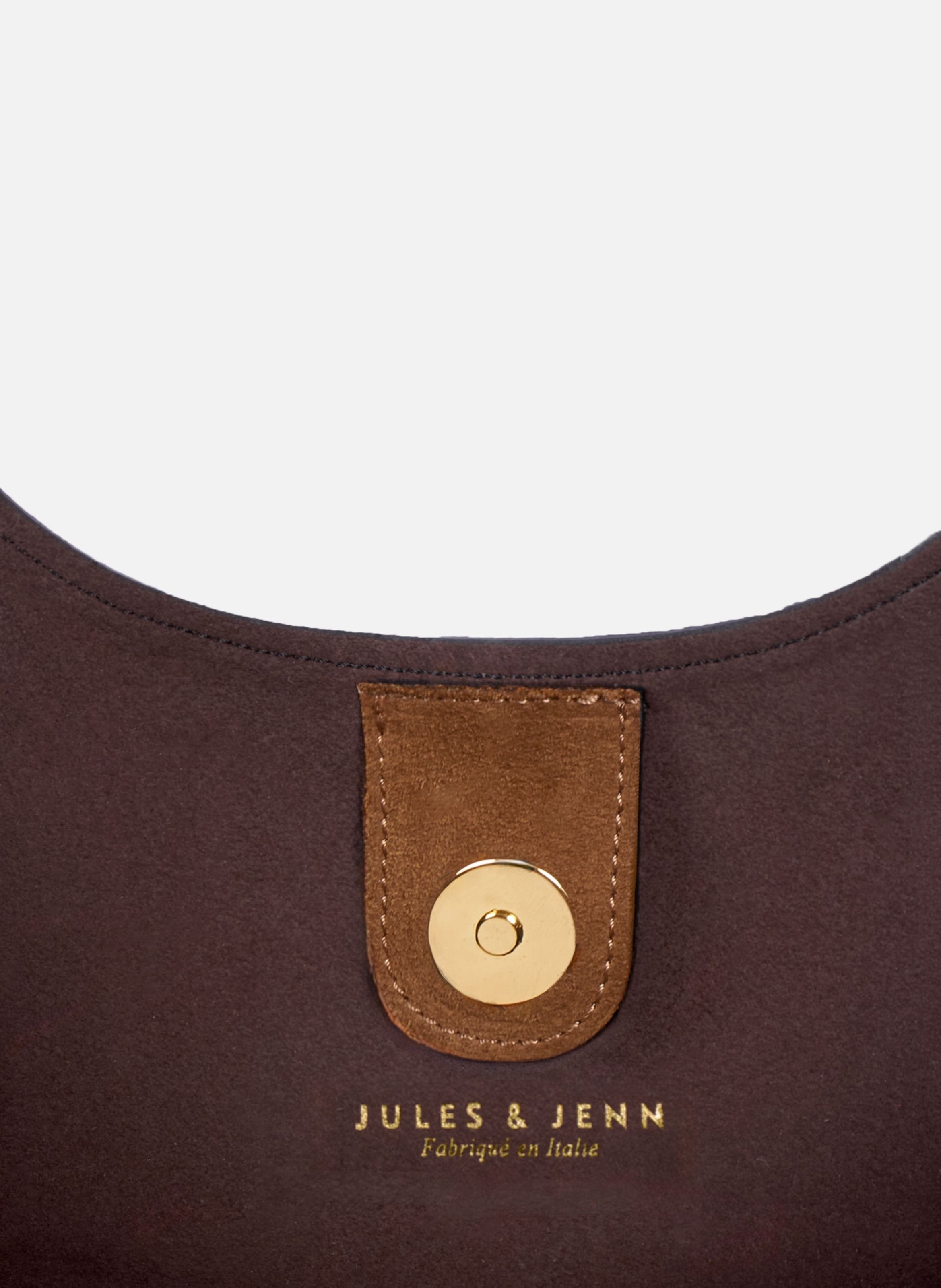 Sybil Tote Bag in Leather and Suede JULES & JENN Brown