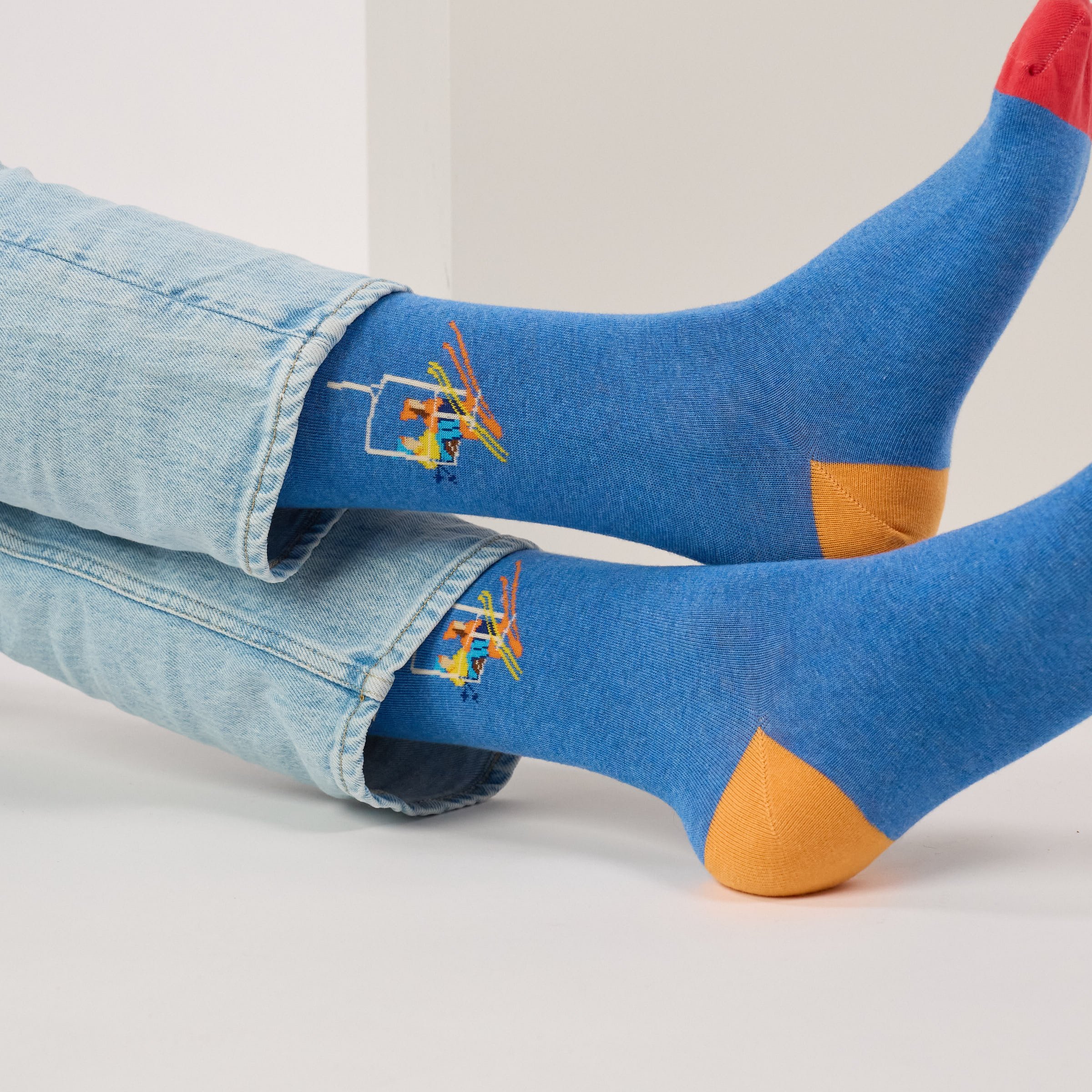 Combed Cotton Socks with Patterns BILLYBELT Blue