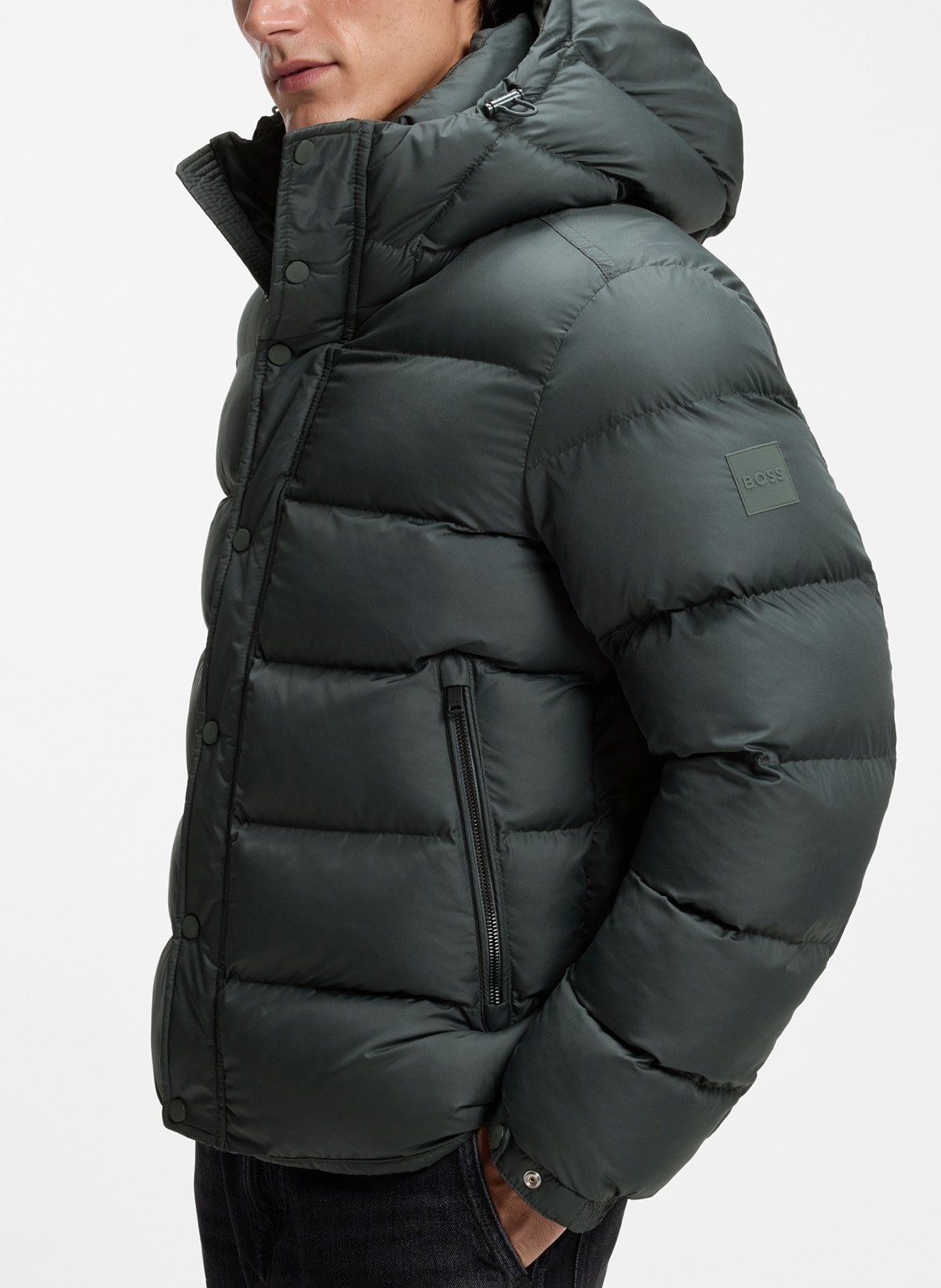 High-neck padded jacket BOSS Khaki