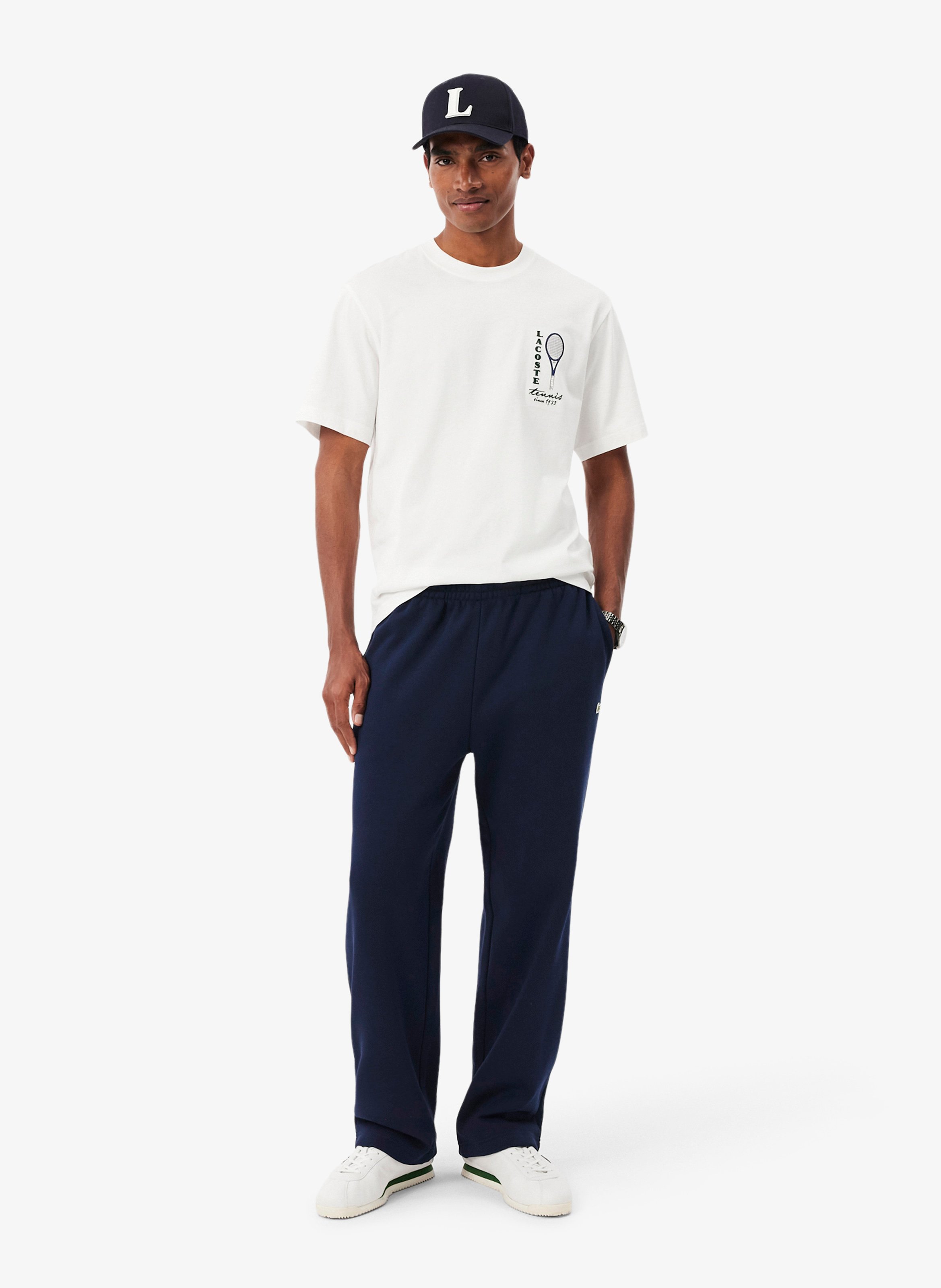 Straight cotton track pants LACOSTE Blue