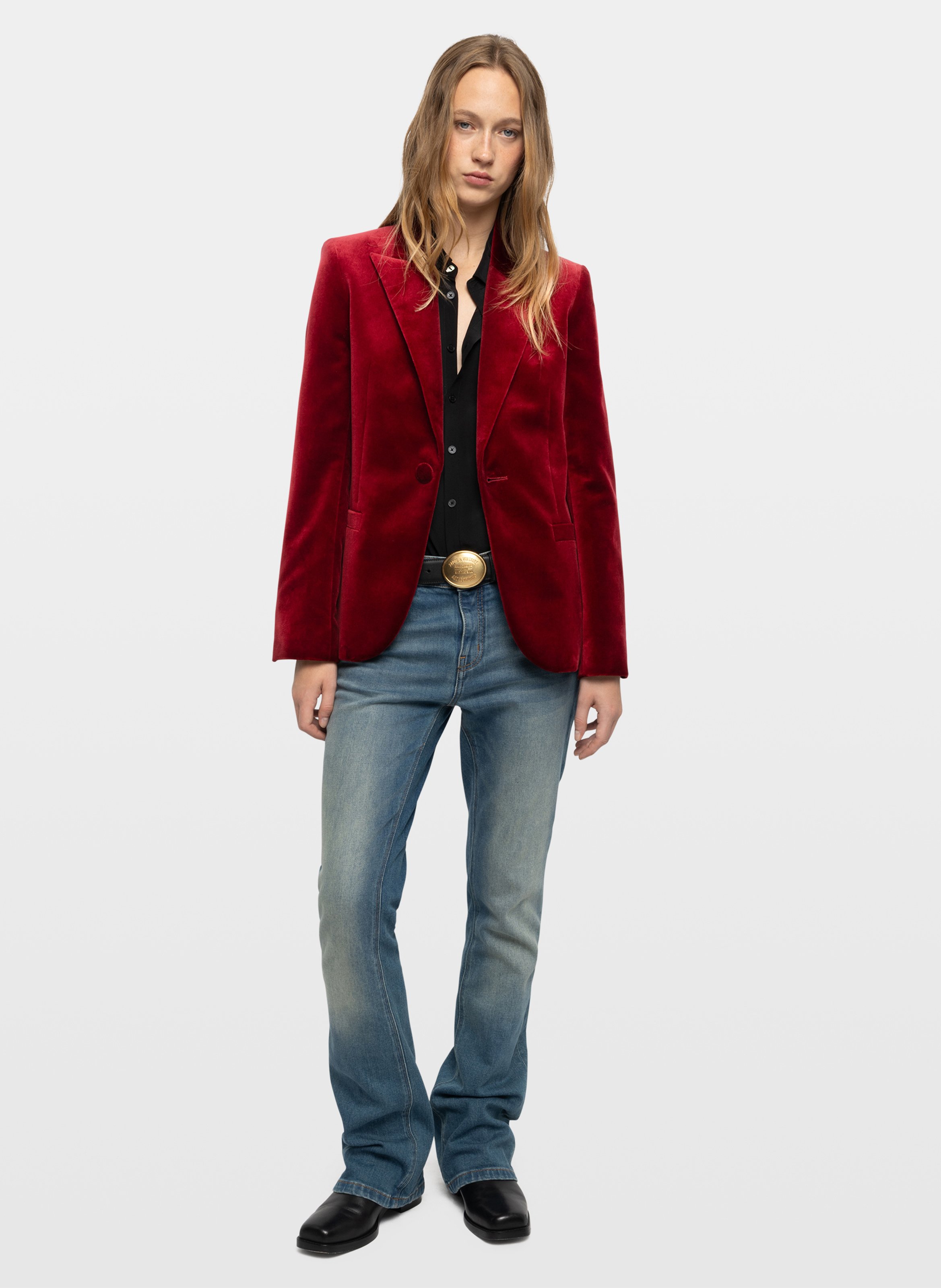 Veste blazer ajustée velours en coton | Rouge ZADIG&VOLTAIRE Femme