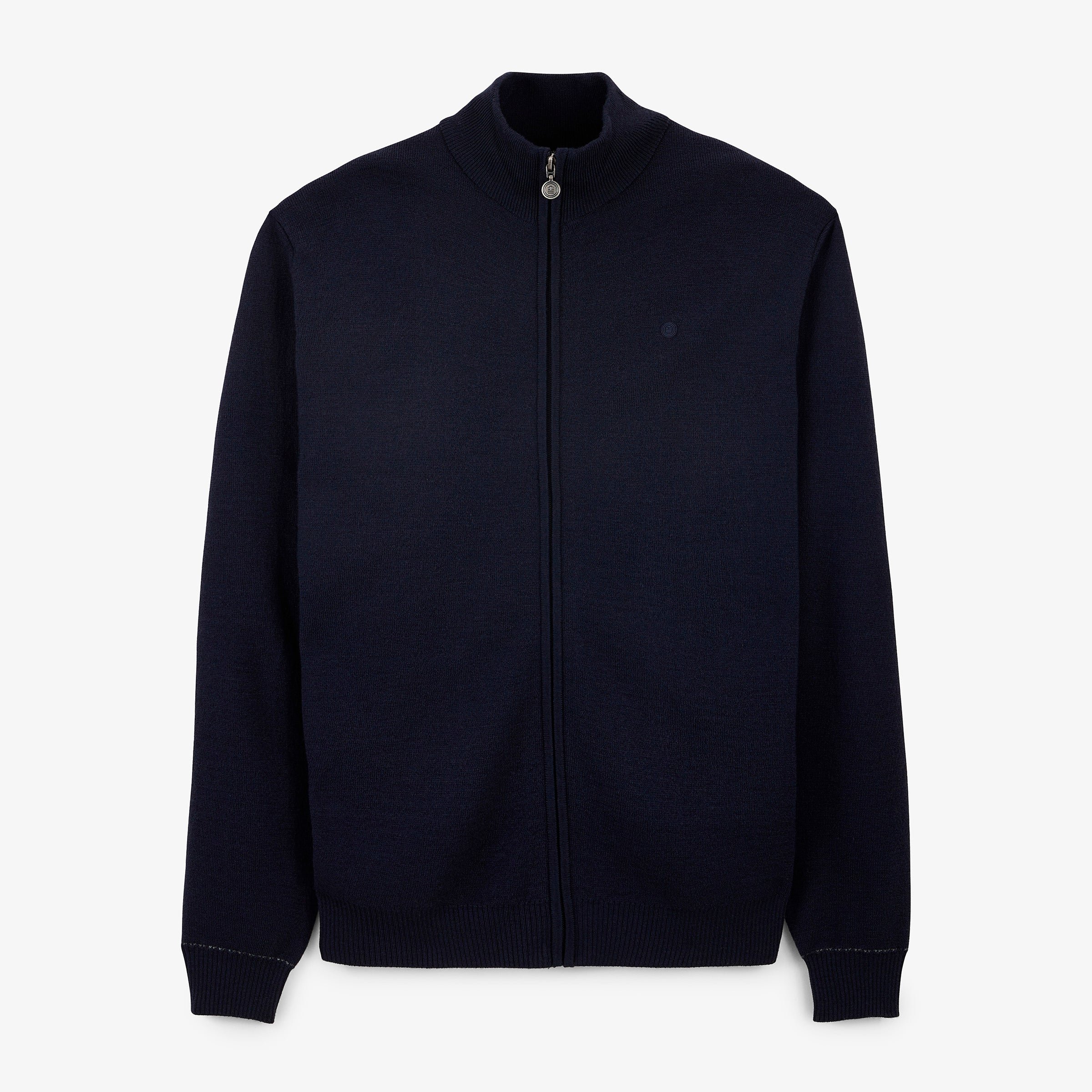 Malone navy blue wool knit zip-up cardigan SERGE BLANCO Blue