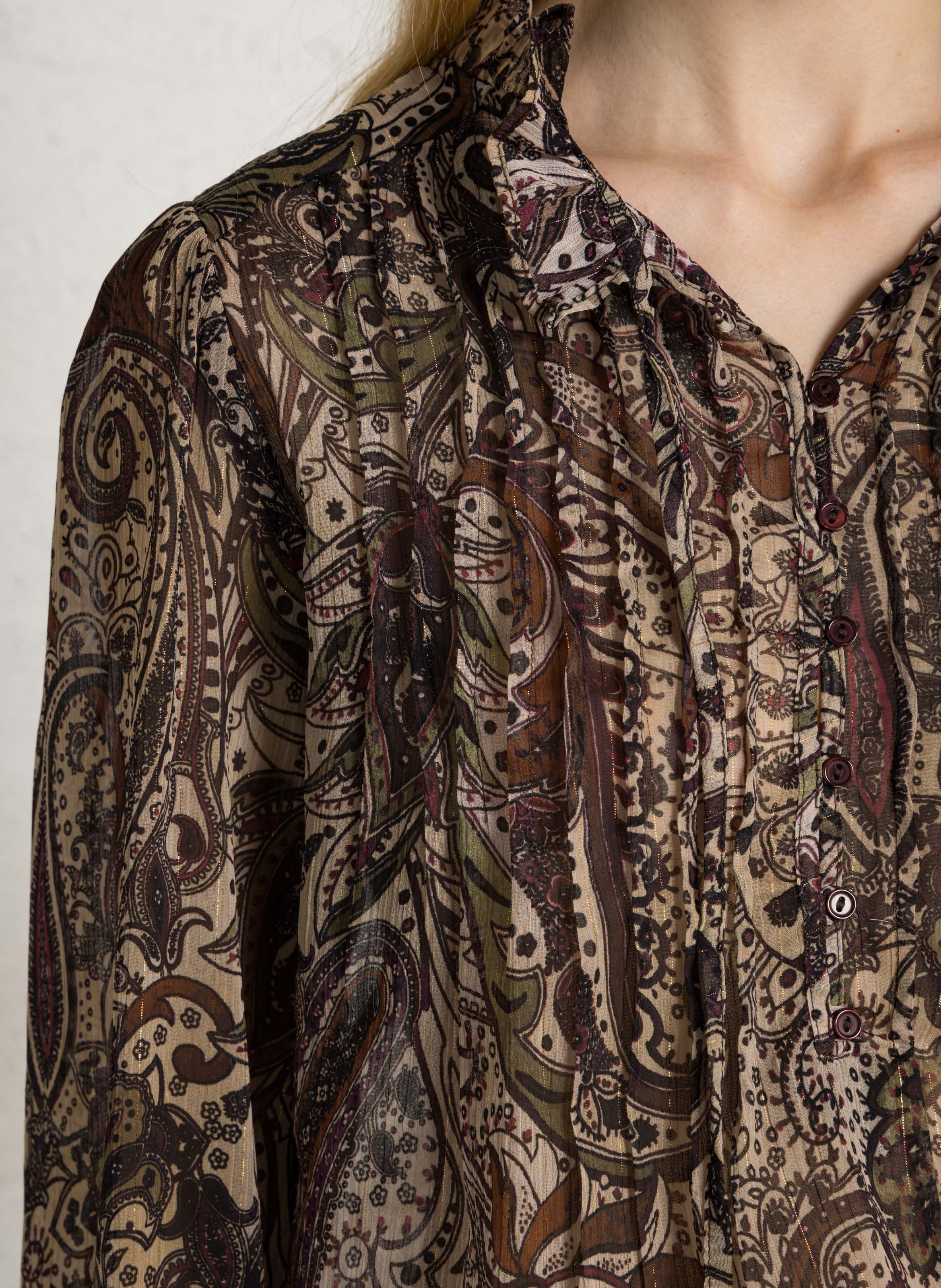Bluse mit Print und Knopfleiste | Rot SUD EXPRESS Damen