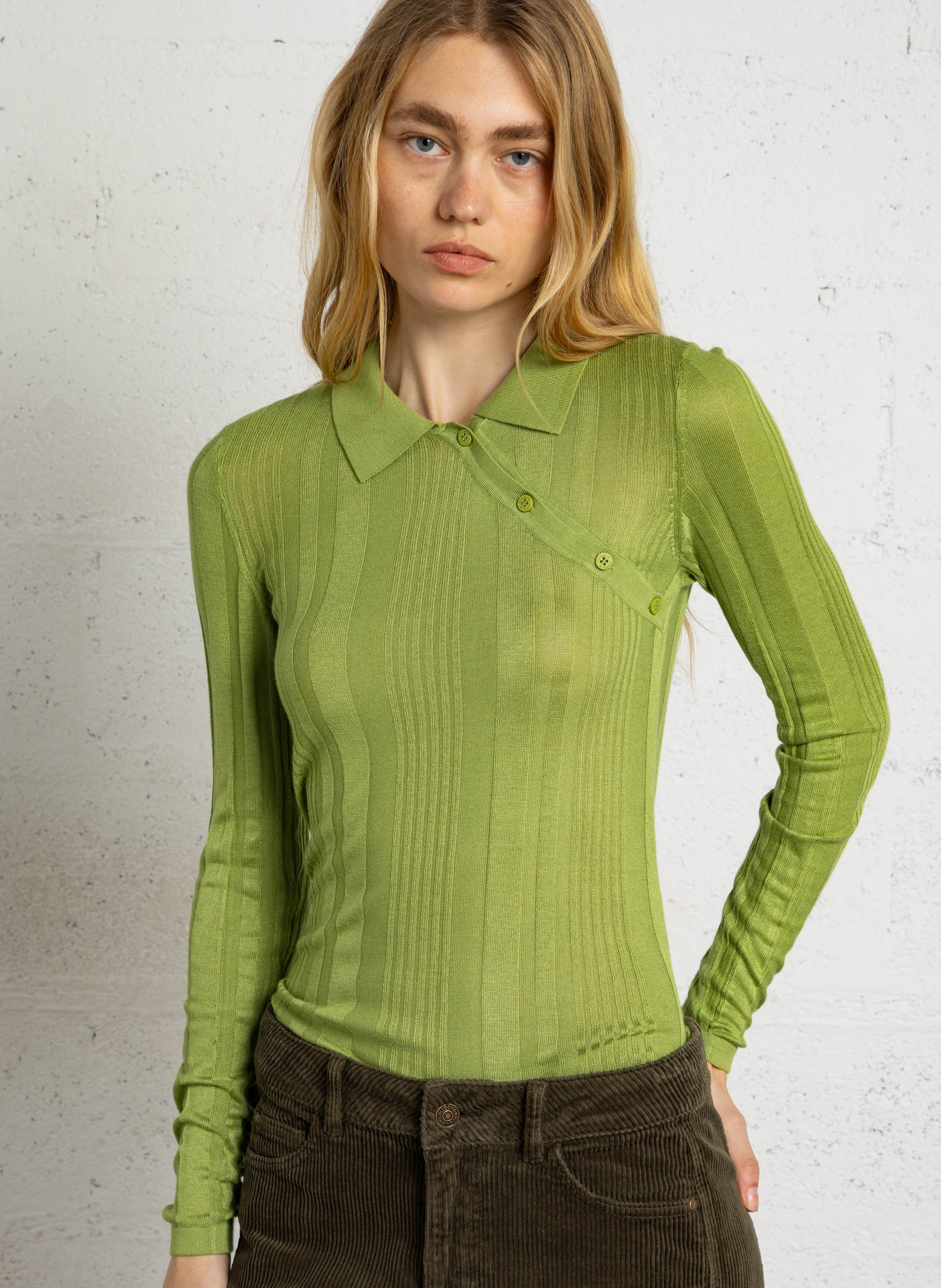 Top manches longues moulant  THINKING MU Vert