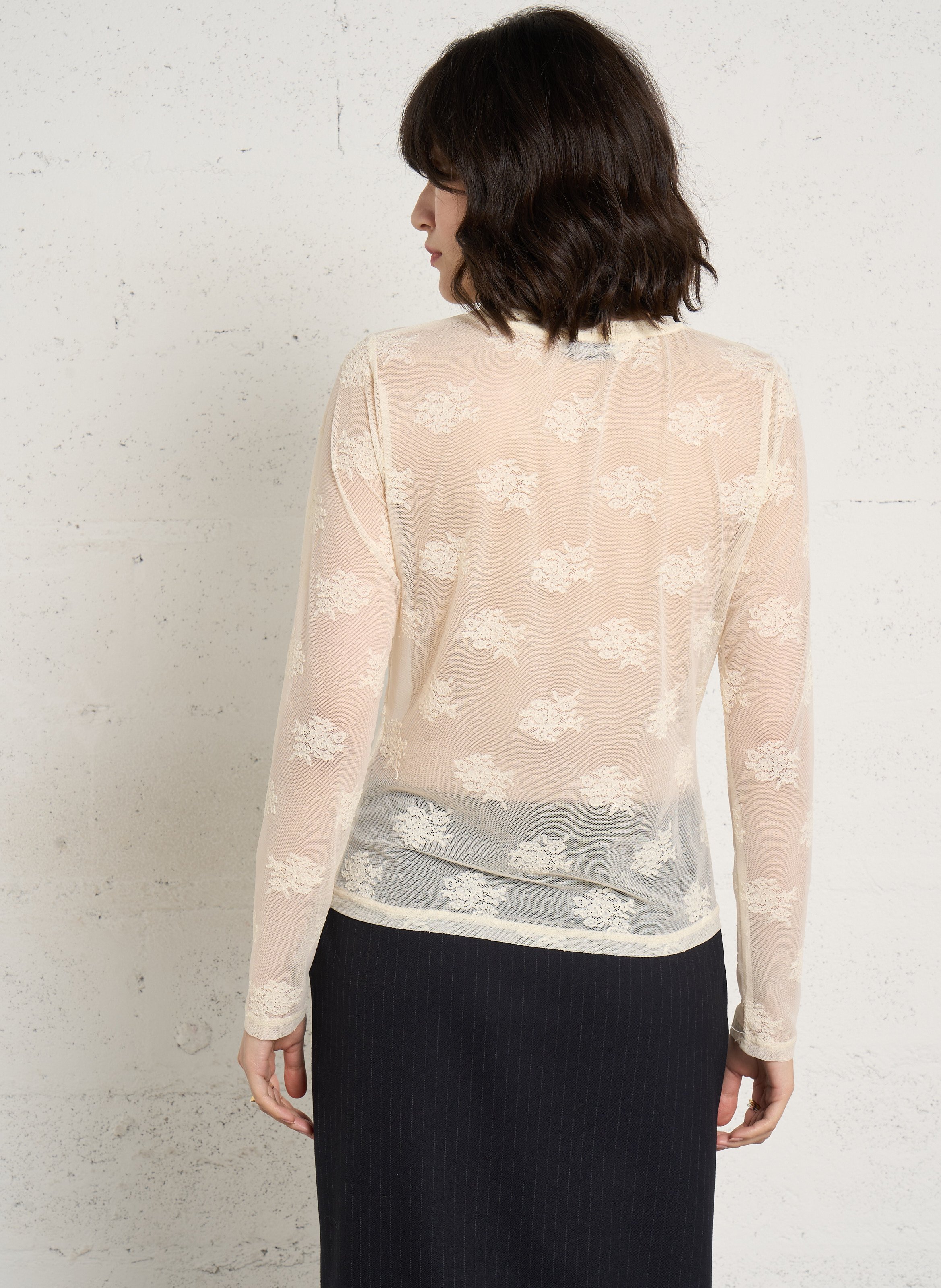 Top col rond en dentelle JC SOPHIE Blanc