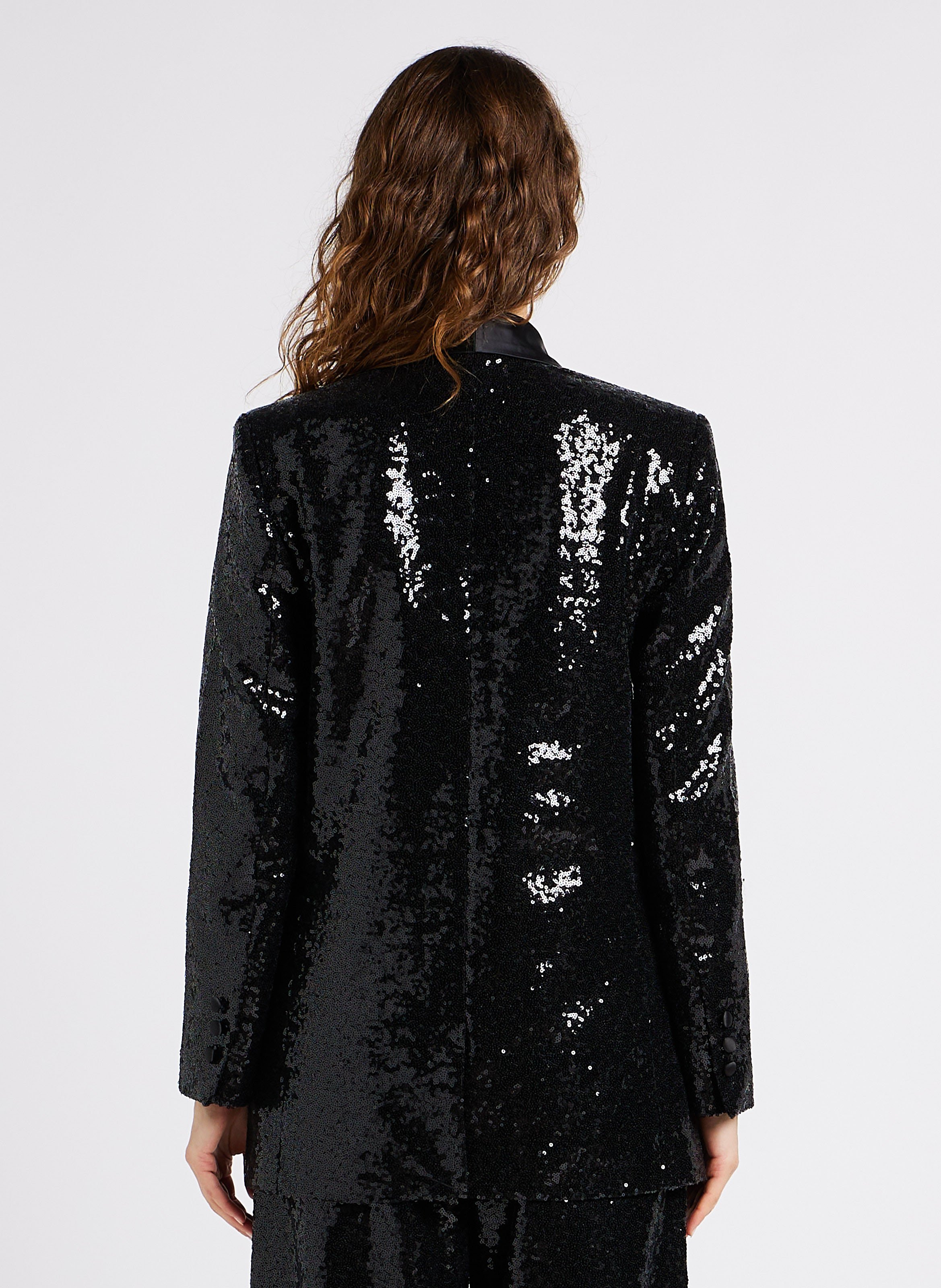 Blazer Col Tailleur Sequins Serena Black Vila Femme Place