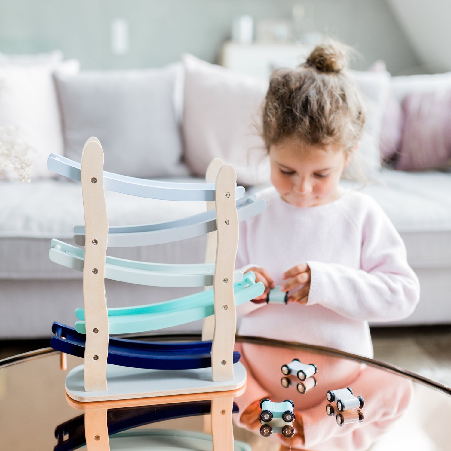 Wooden marble run KINDSGUT Blue
