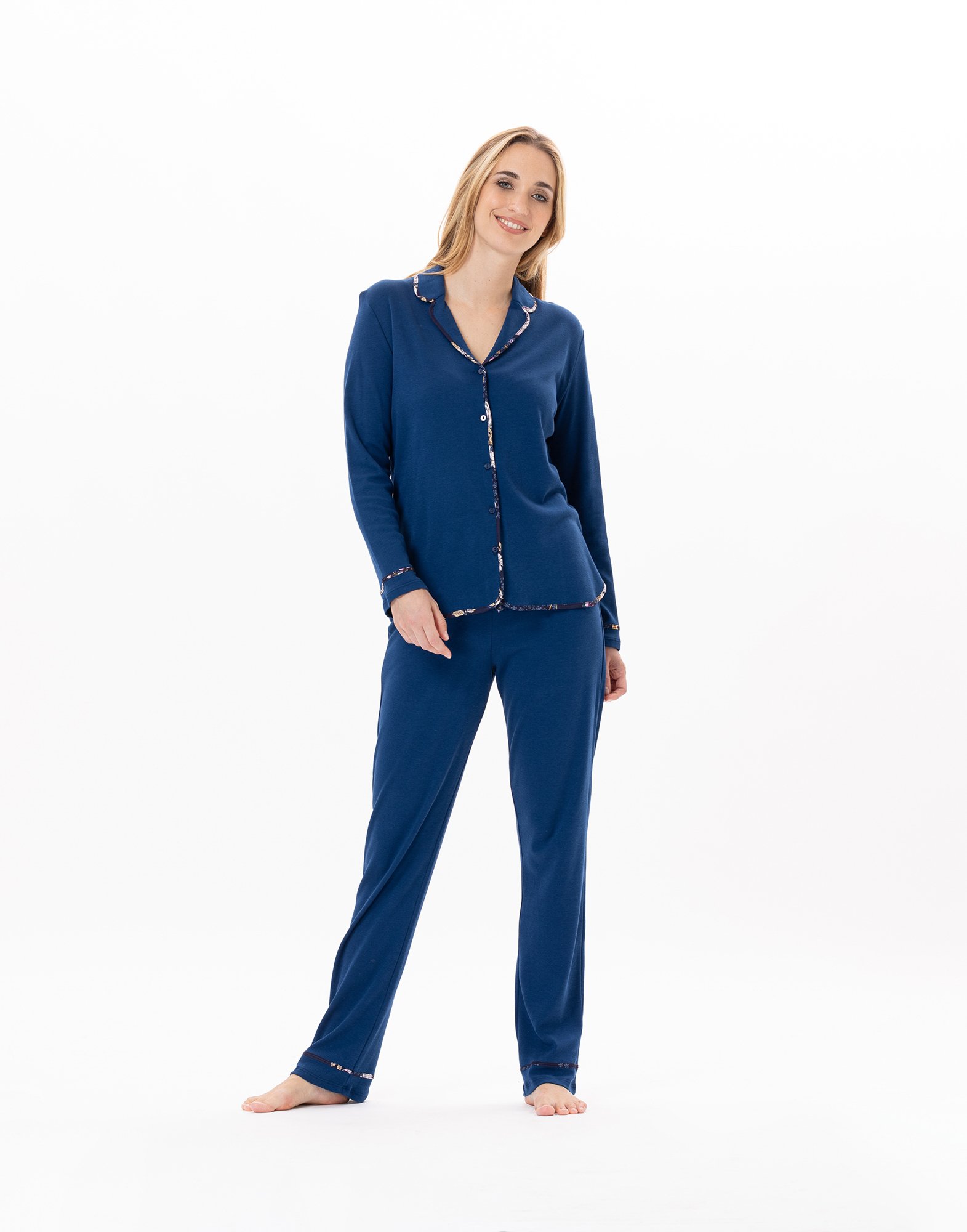 Buttoned cotton pajamas LE CHAT Blue