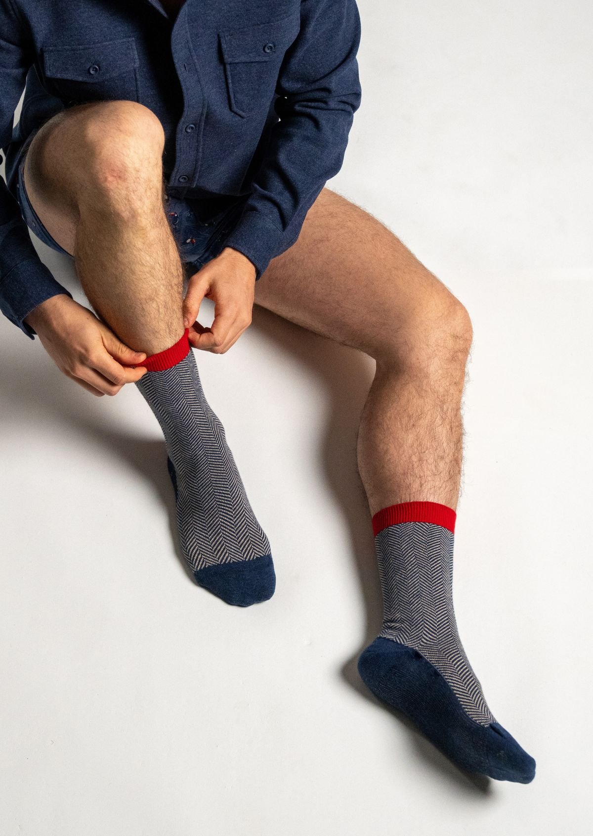Combed cotton herringbone socks BILLYBELT Blue