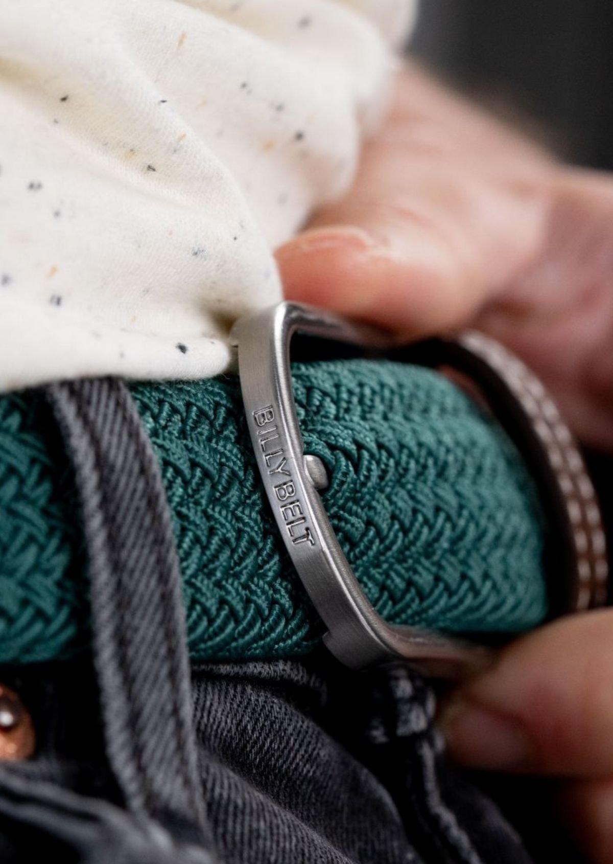 Solid Elastic Braided Belt Green