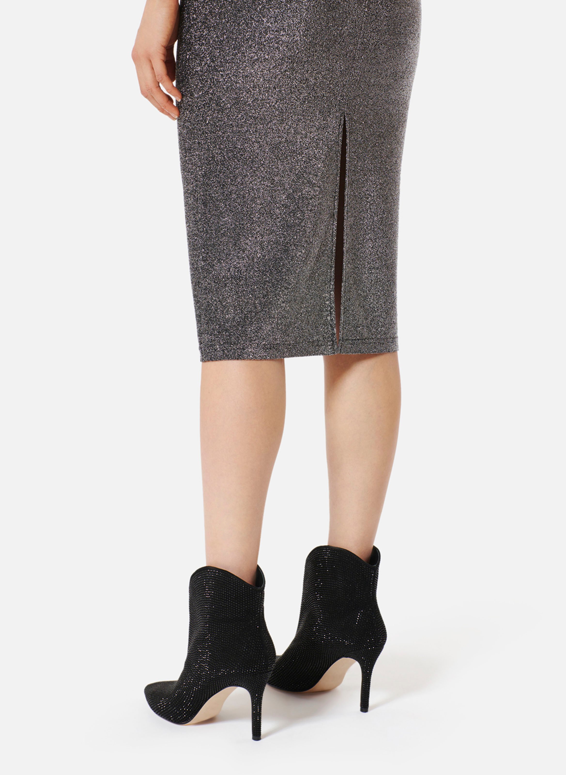 Halflange, nauwsluitende rok met split middenachter KARMA KOMA Zilver