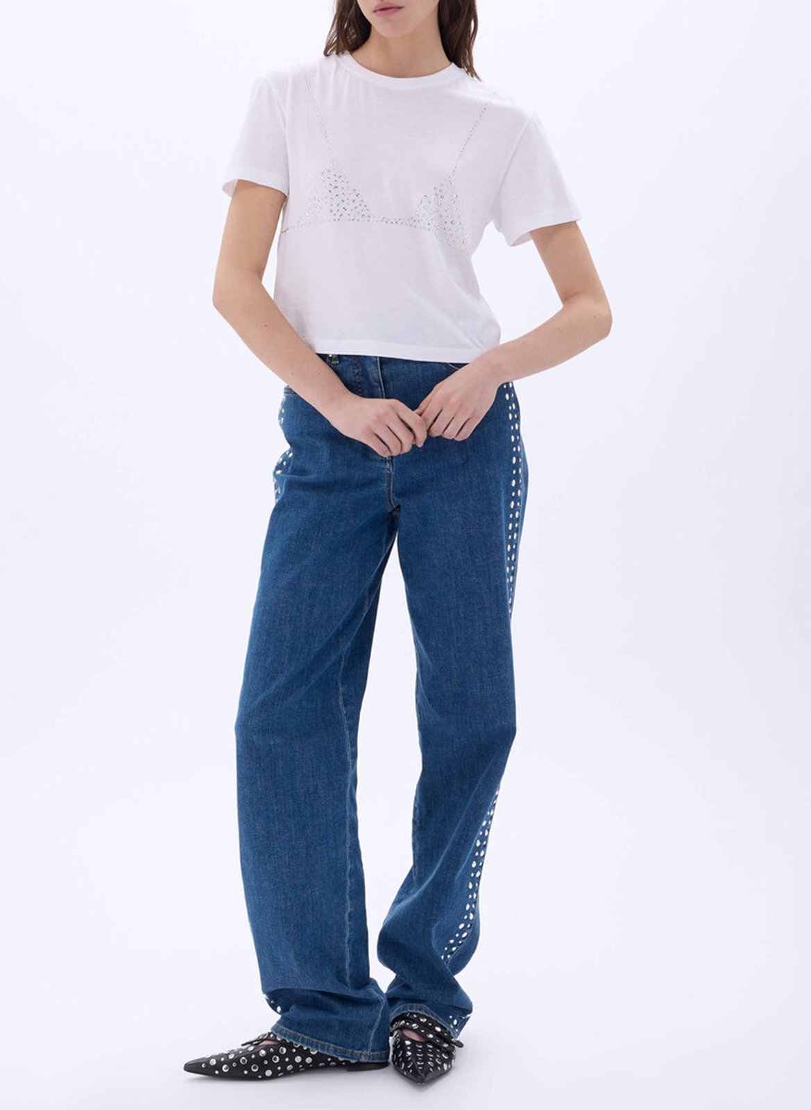 Organic cotton trompe l'oeil t-shirt SONIA RYKIEL White