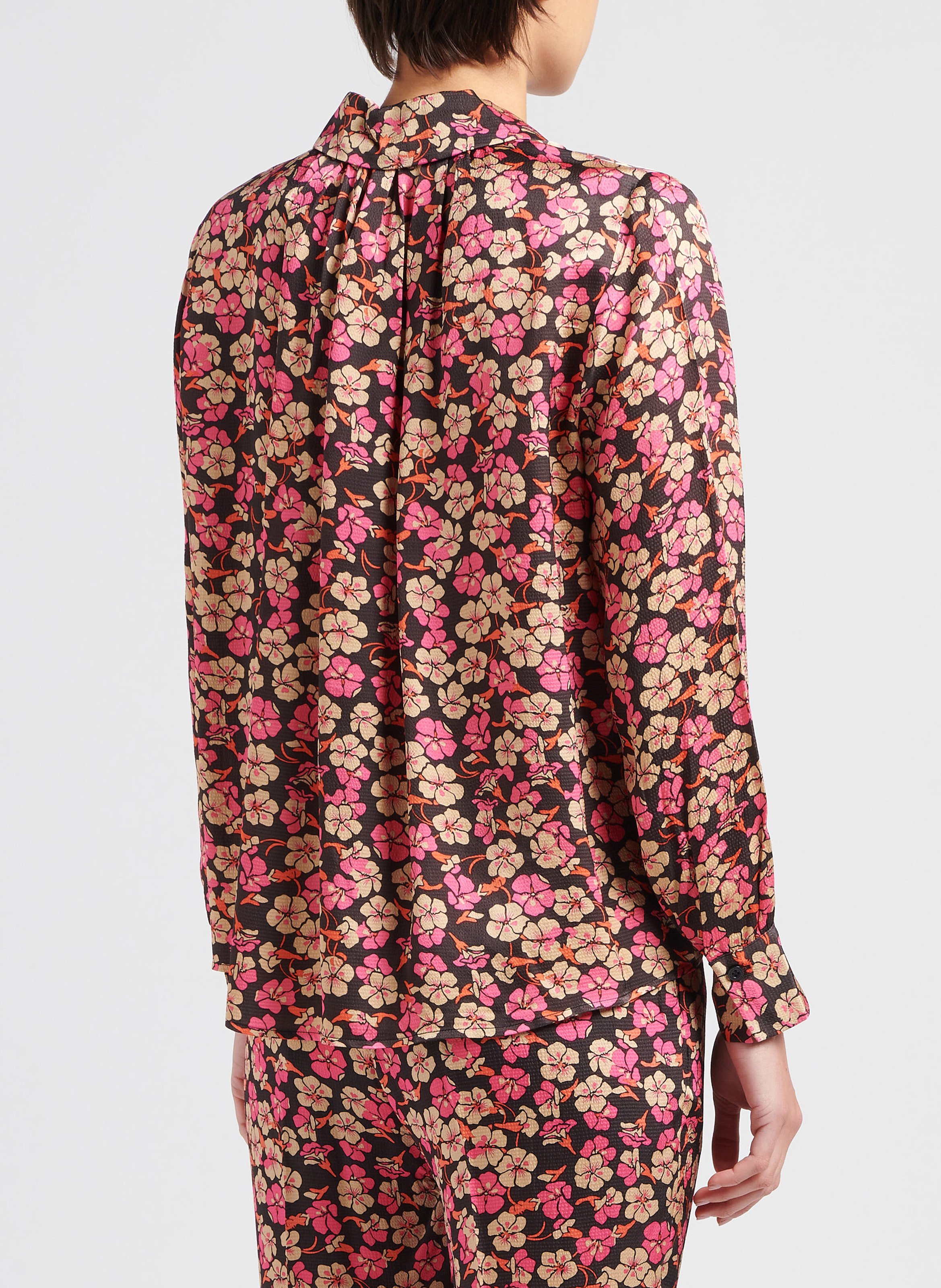 Chemise col tailleur imprimée à fleurs  SECOND FEMALE Rose