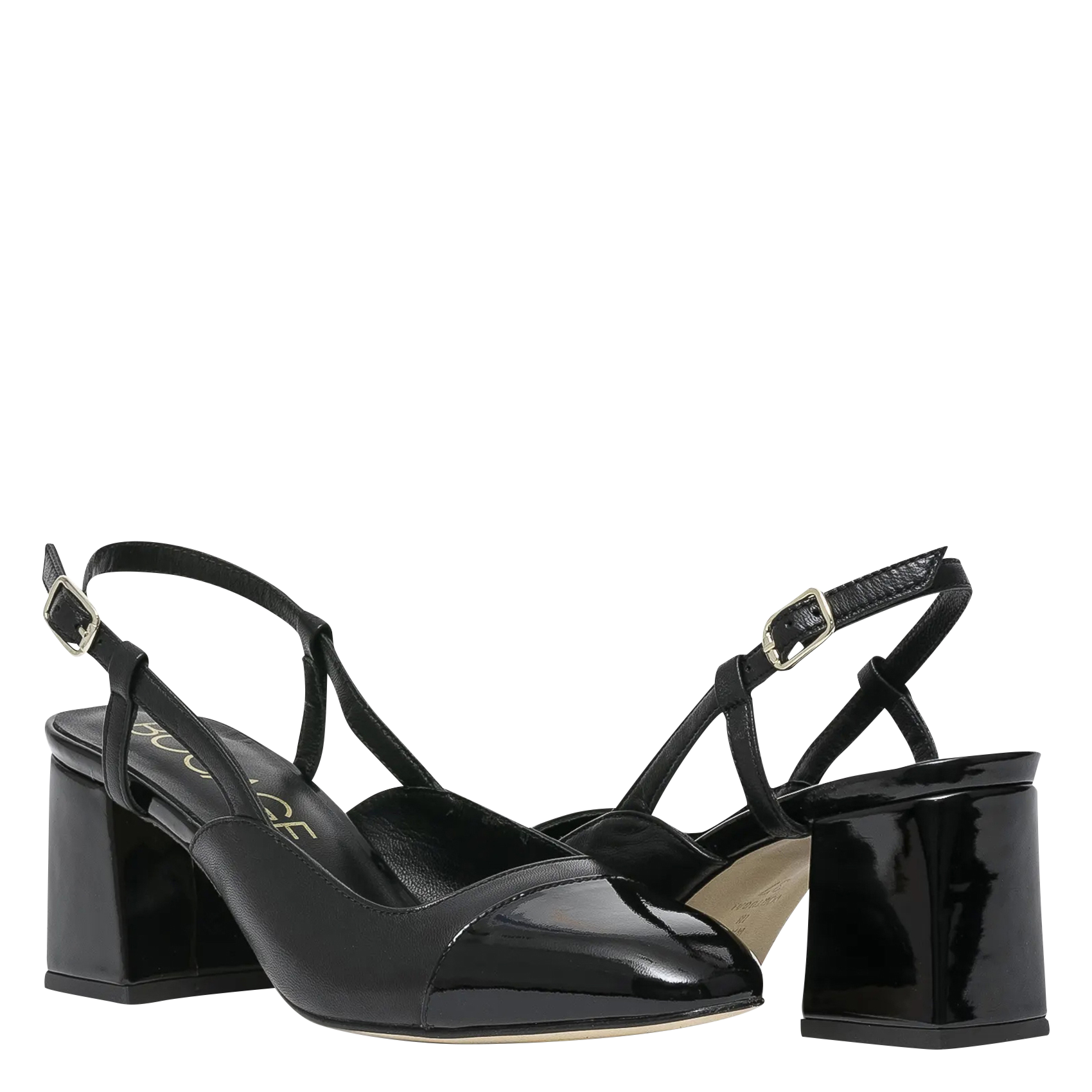 Open-toe patent leather pumps BOCAGE Black