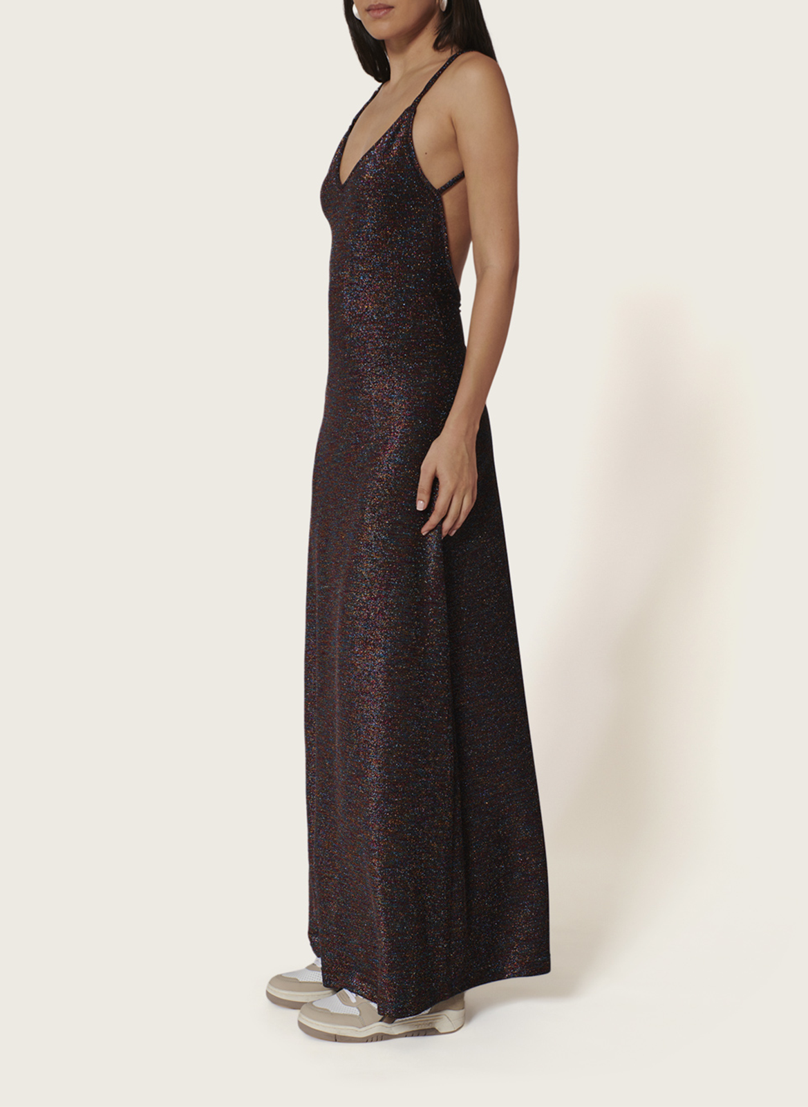 Lange jurk met pailletten KARMA KOMA Bruin